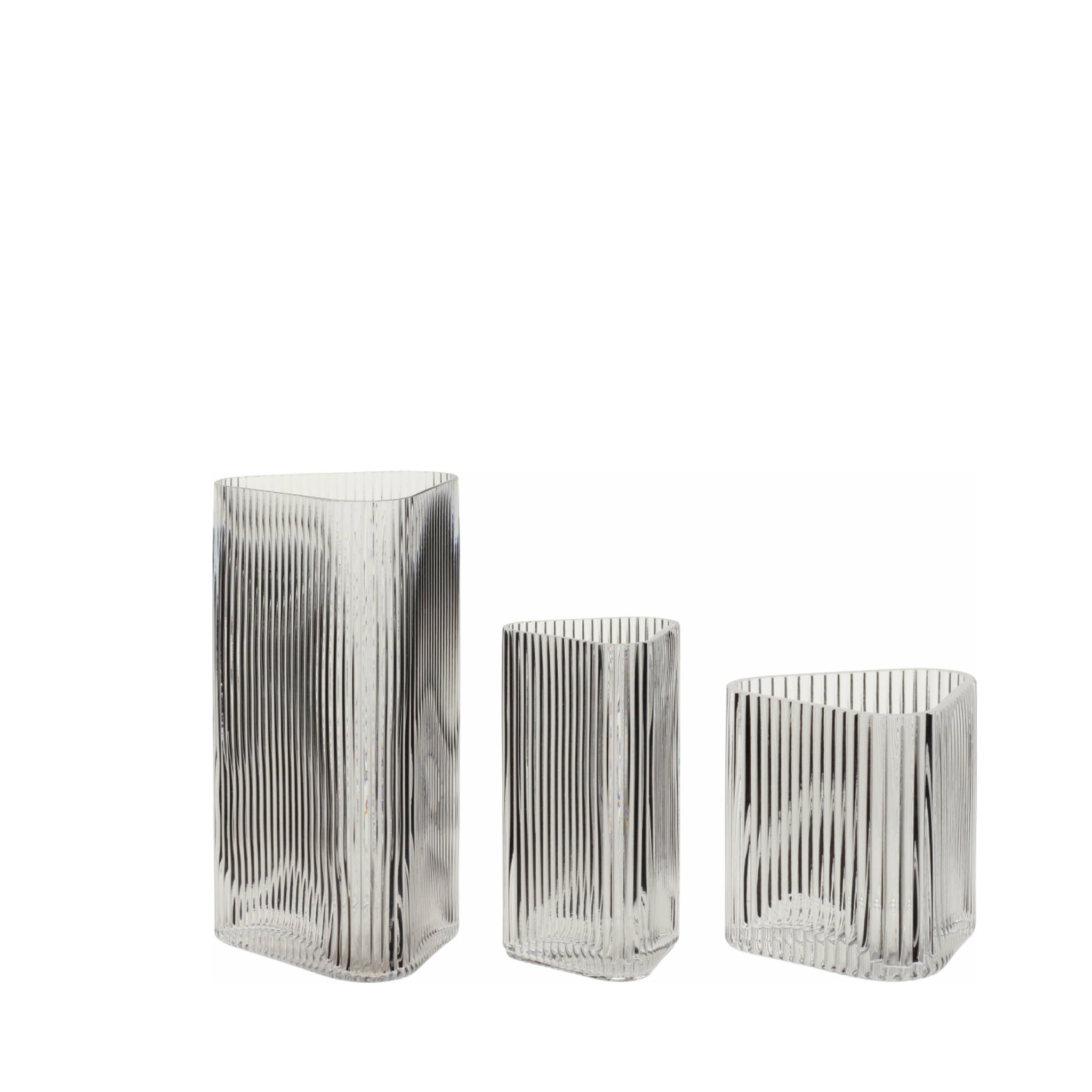 Hübsch Elements Clear Glass Vase Set of 3 - Stylish Handmade Decor