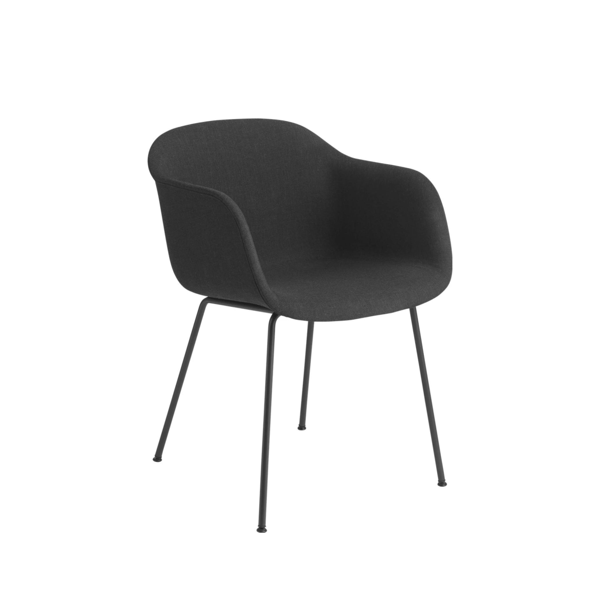 Muuto Fiber Armchair Tube Base, Fabric Seat, Black