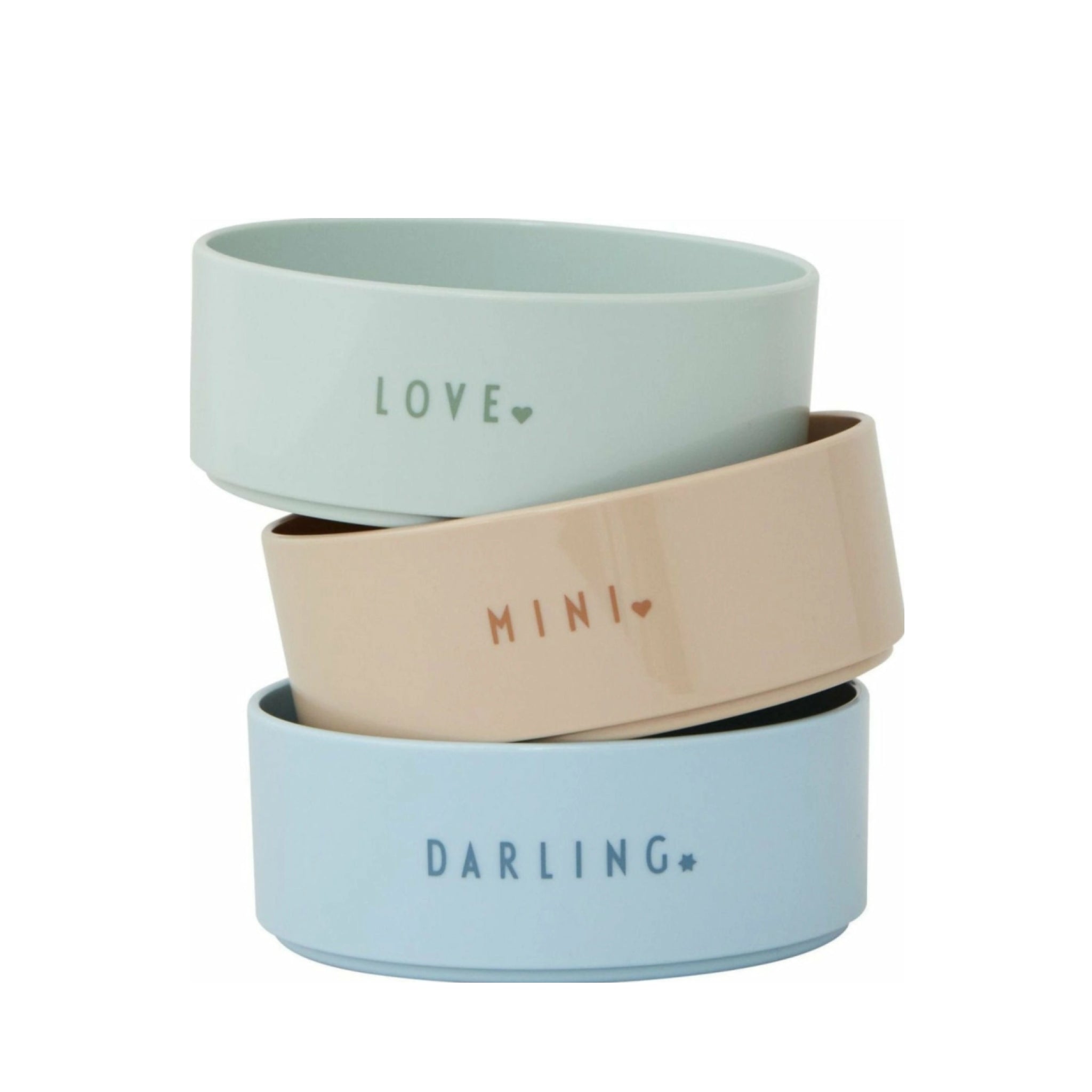 Design Letters Mini Favorite Bowl Starts Set, Green, Blue, Beige