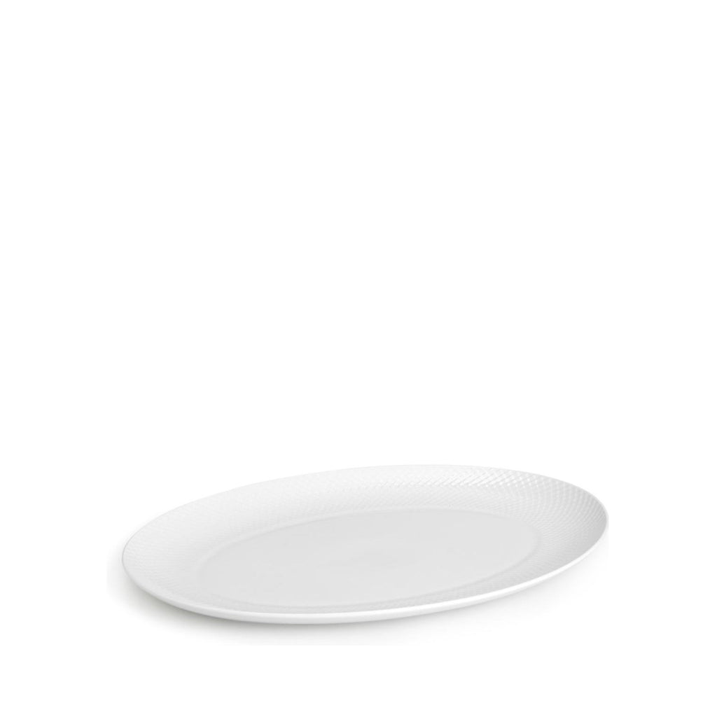 Lyngby Rhombe serving plate oval white, 42cm