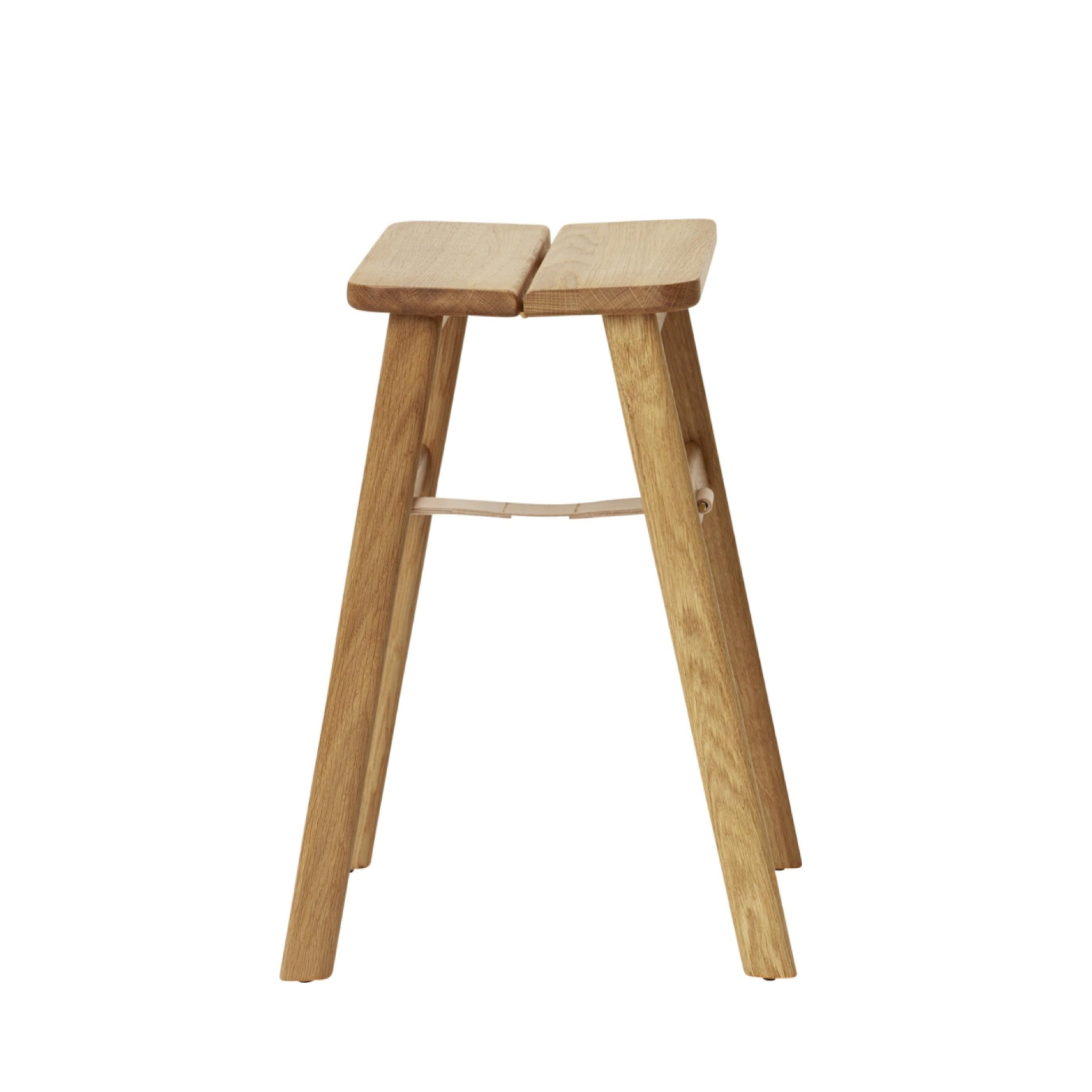 Form & Refine Angle Foldable Stool — Solid Oak, Leather Band & Brass Hook