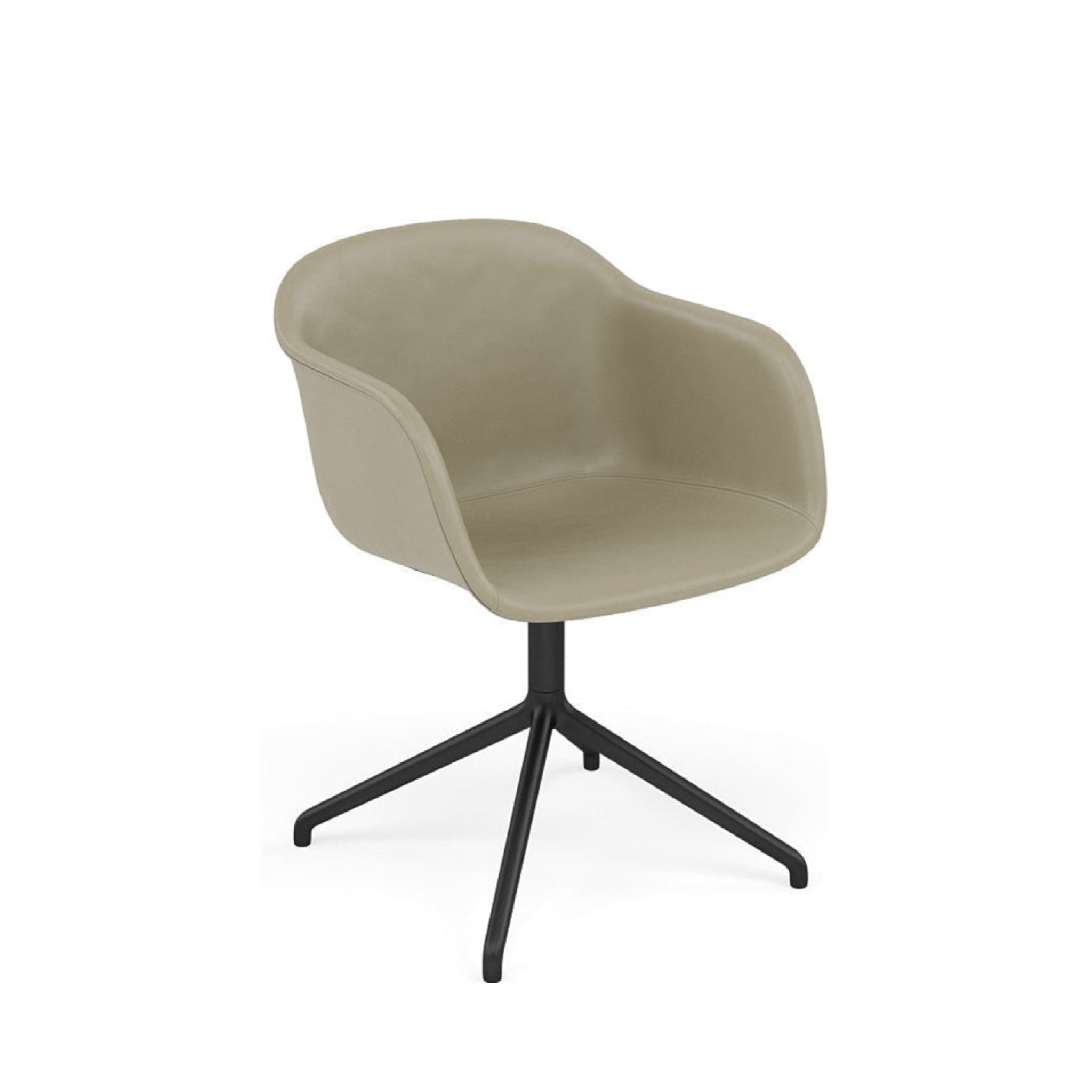 Muuto Fiber Armchair Swivel Base, Refine Leather Seat, Stone