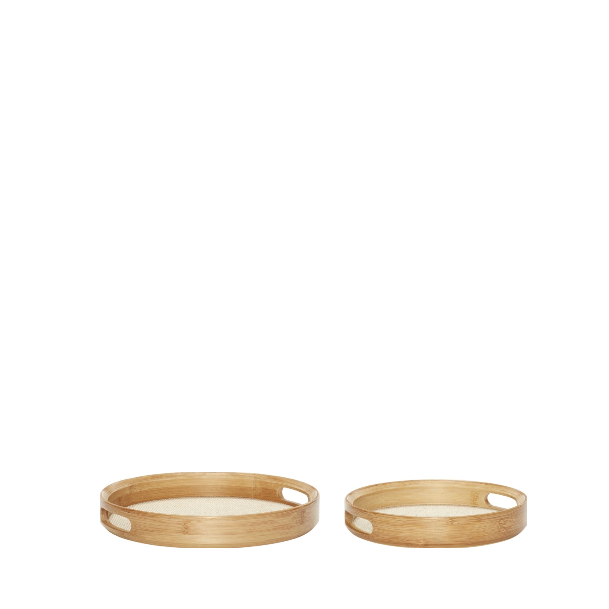 Hübsch Round Canvas Trays Set of 2 - Lightweight Bamboo & Jute Design
