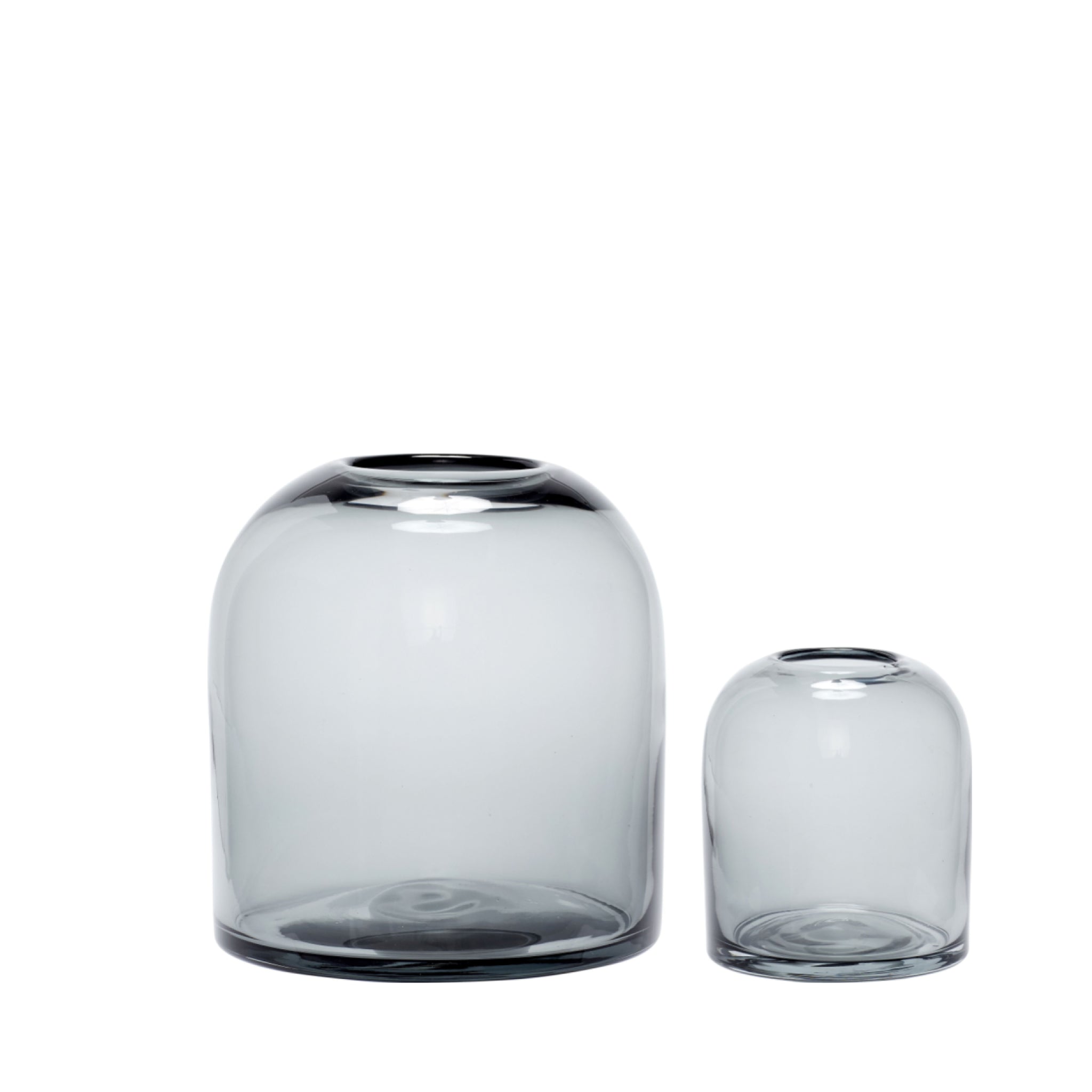 Hübsch Smoky Grey Dome Vase Set of 2 - Handmade Glass Decor for Flowers