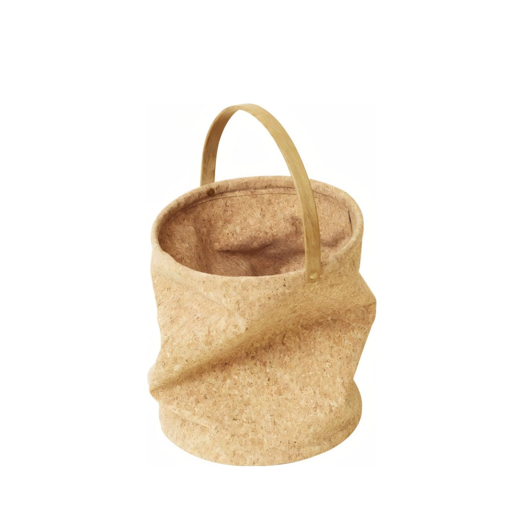 Nest Cork Paper Bin — Hand-sewn Foldable Cork & Oak Magazine Rack