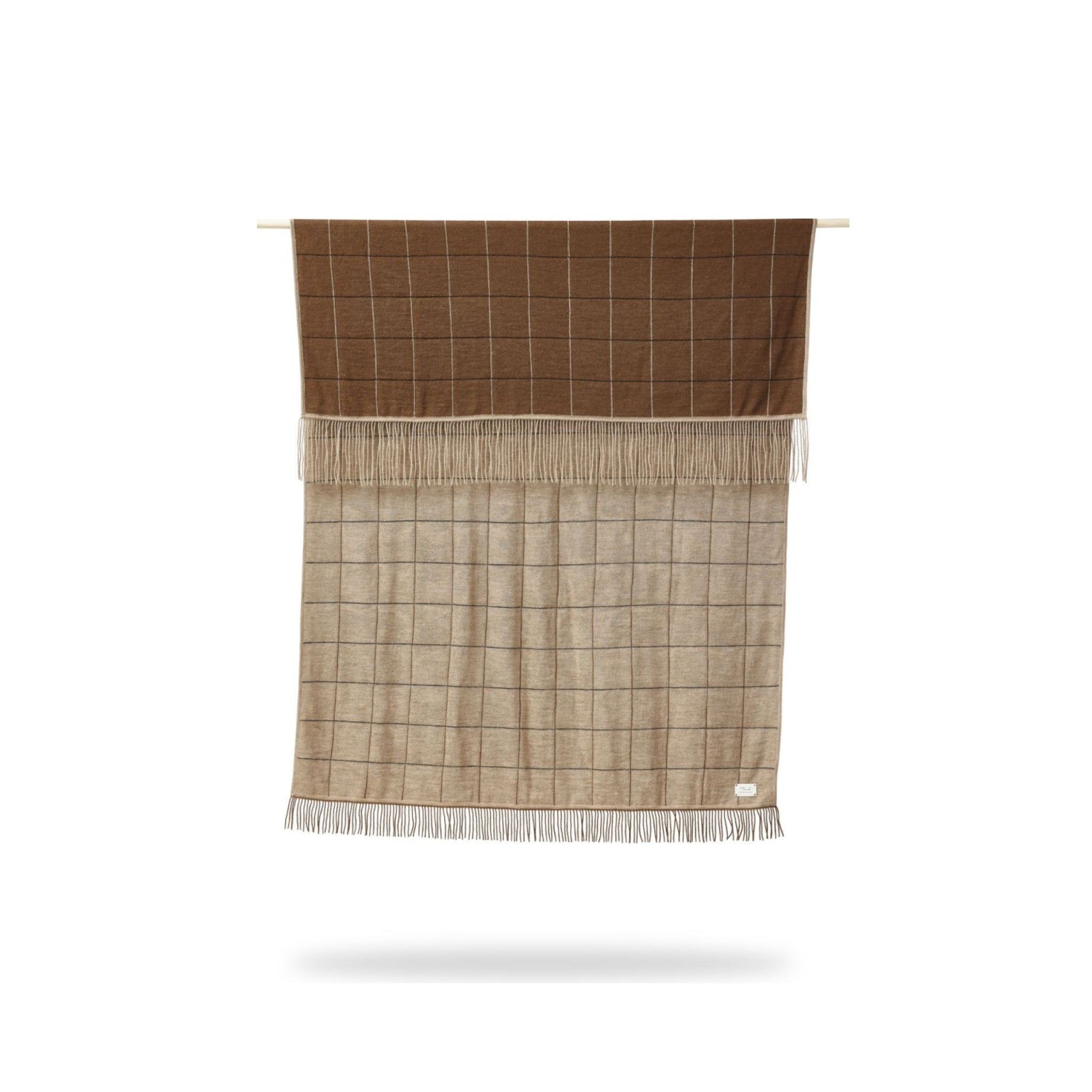 Form & Refine Aymara 100% Alpaca Blanket - Hand-Knit Undyed Brown 130cm