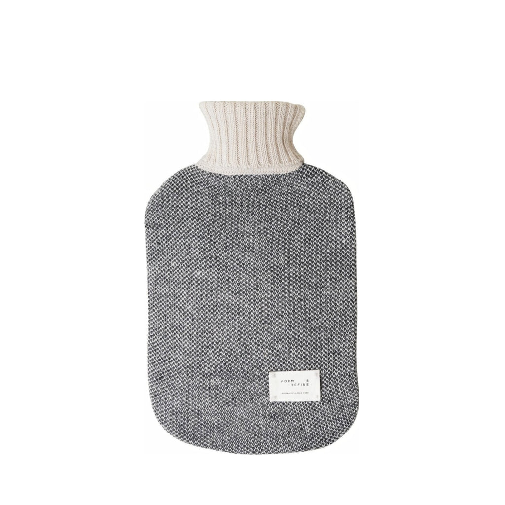 Aymara 100% Alpaca Knit Hot Water Bottle - Grey Pattern Natural Rubber