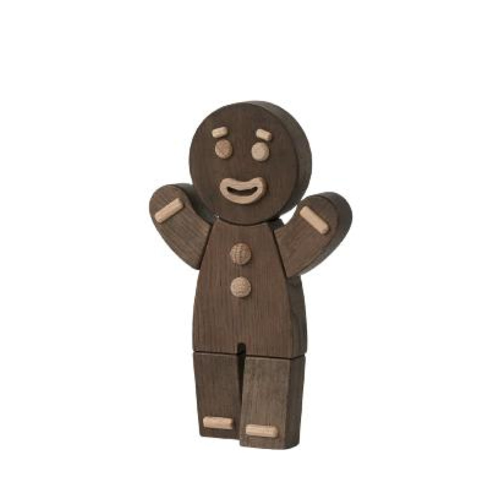 Boyhood Gingerbread Man wooden figure, stained oak, large