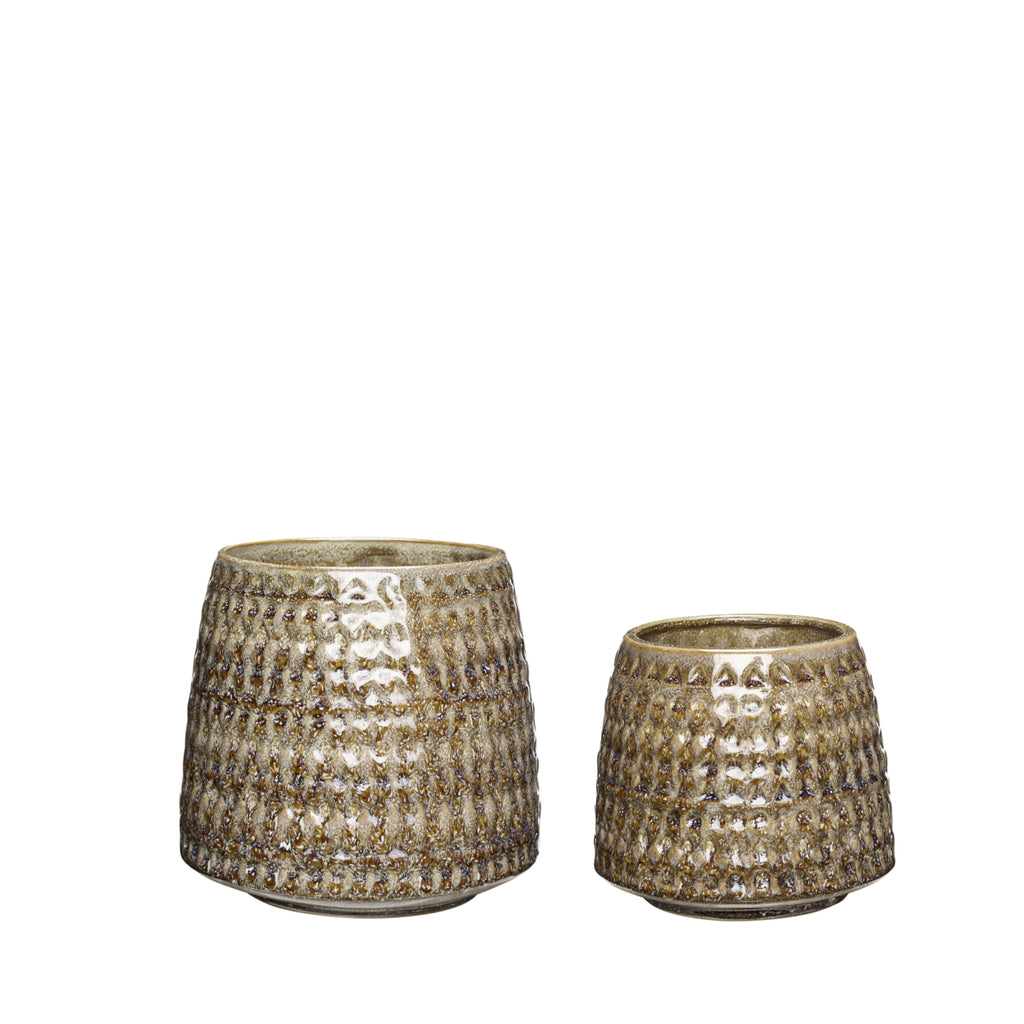 Hübsch Capri Pot Ceramic Beige Set Of 2
