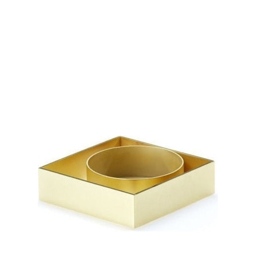 Malling Living Edge Block Candlestick, Brushed Brass