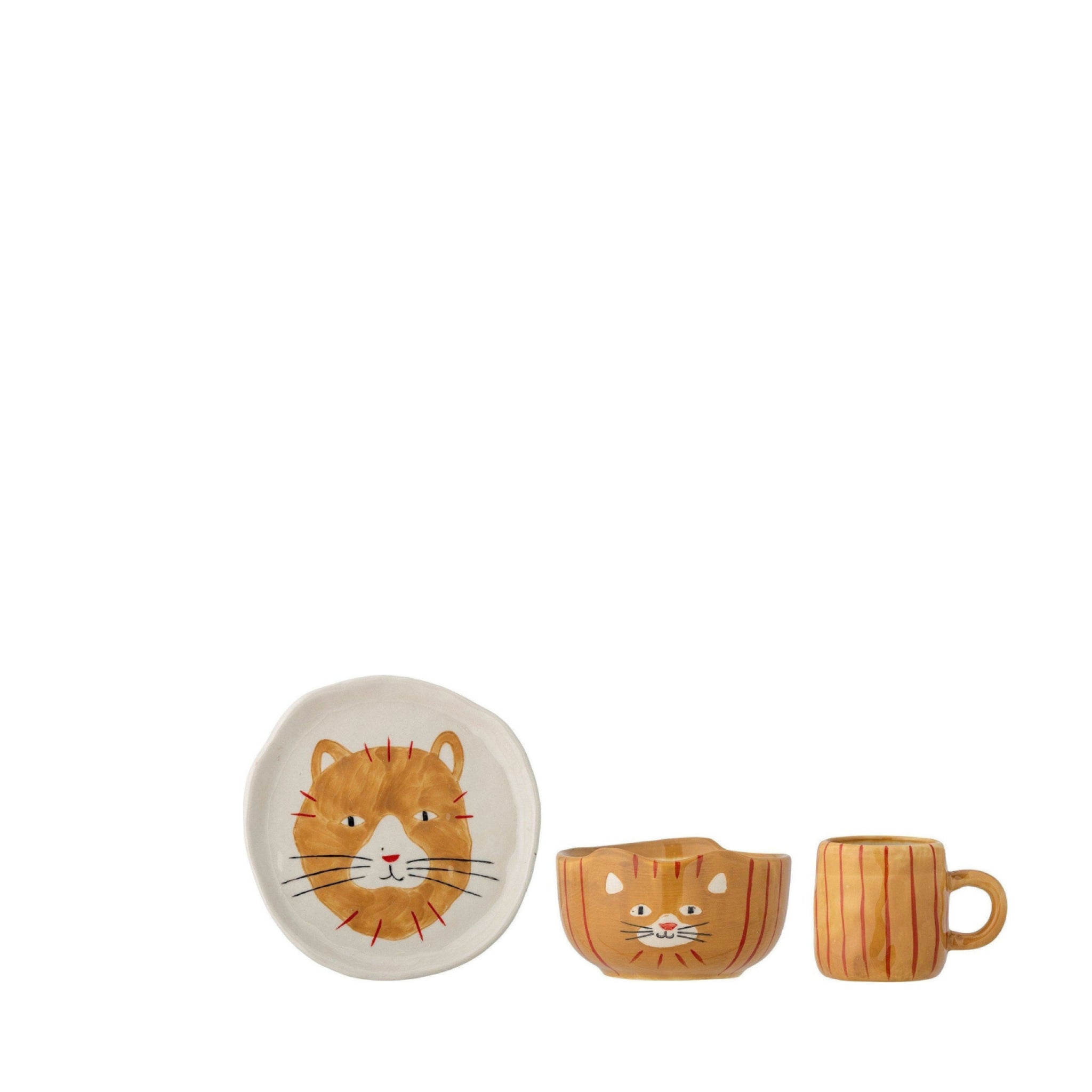Bloomingville MINI Kittie Tableware Set, Brown, Stoneware