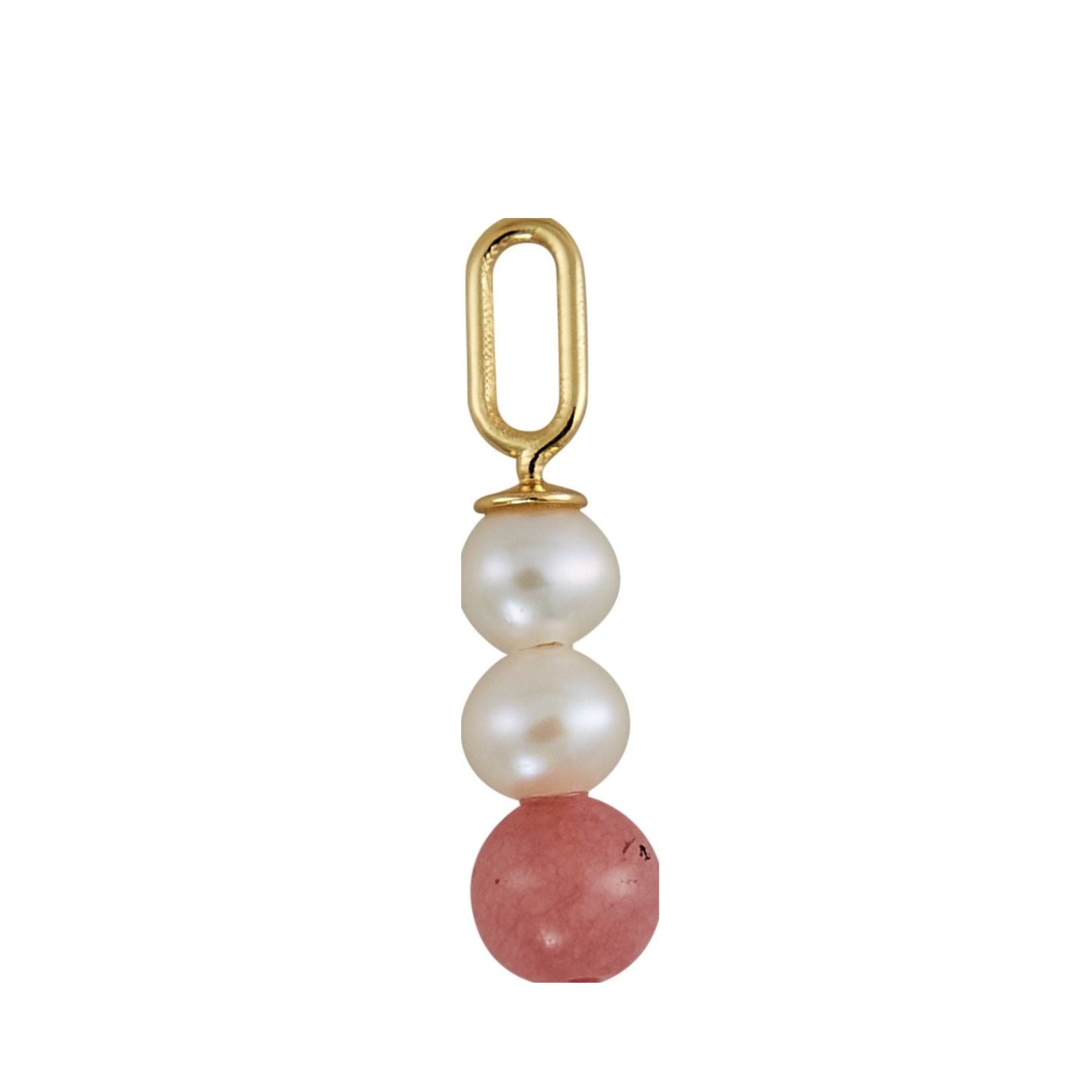 Design Letters Pearl Stick Charm 4 mm Pendant Gold Plated, Red Chrosite