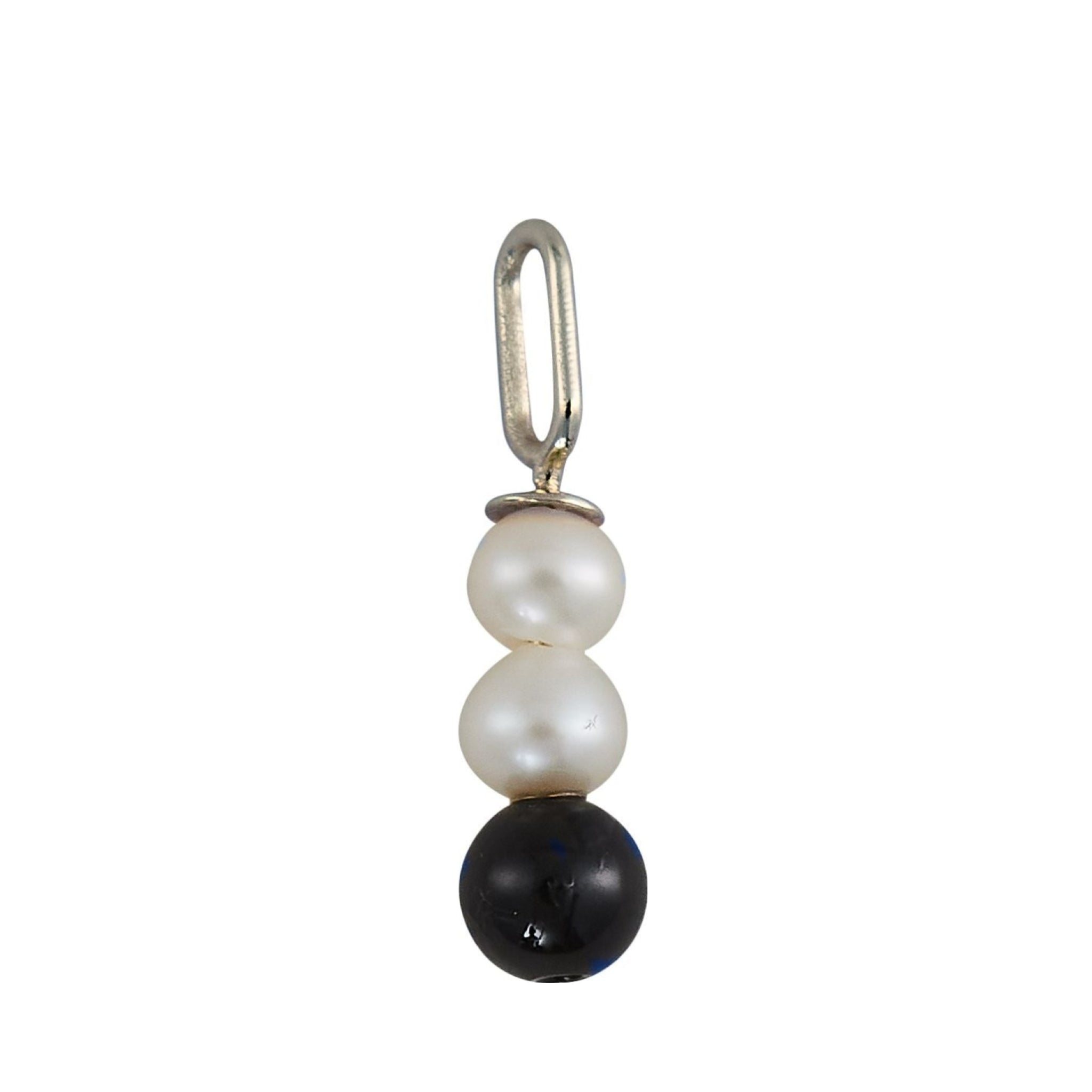 Design Letters Pearl Stick Charm 4 mm Pendant Silver Plated, Black Agate