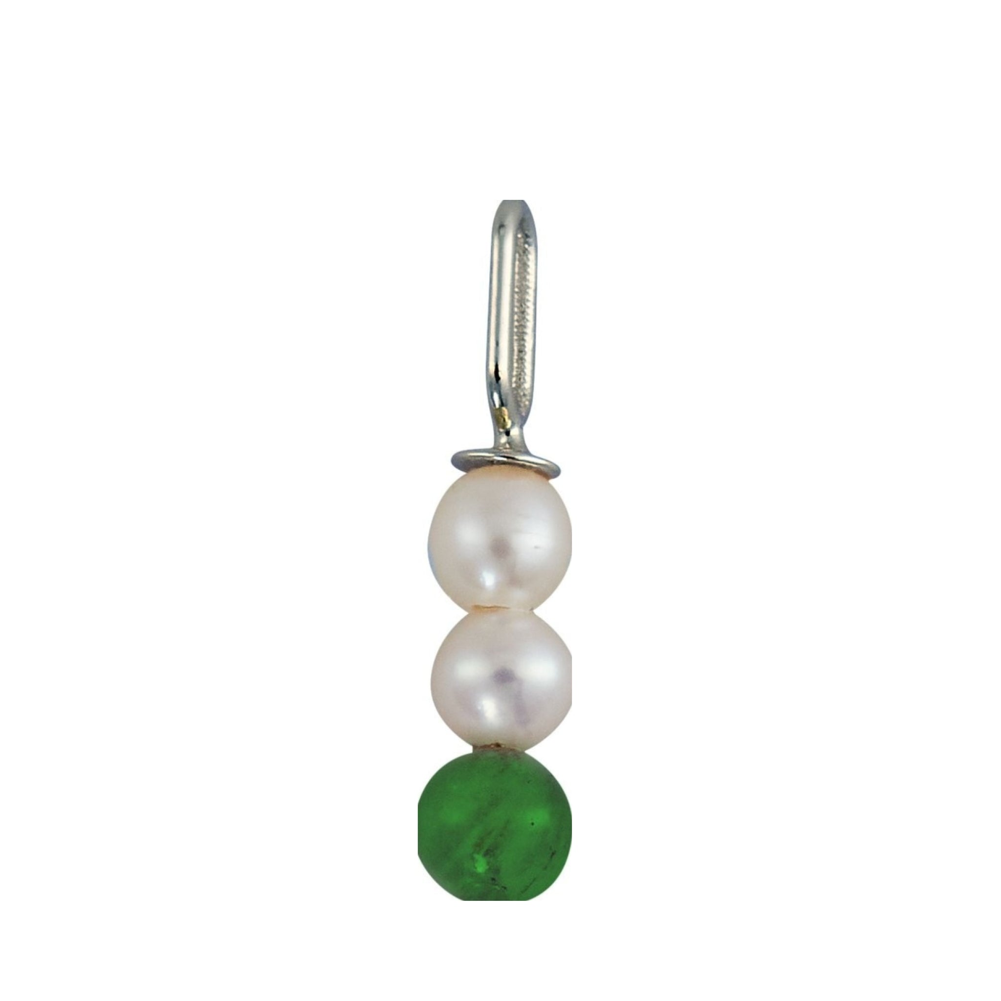 Design Letters Pearl Stick Charm 4 mm Pendant Silver Plated, Malachite Green
