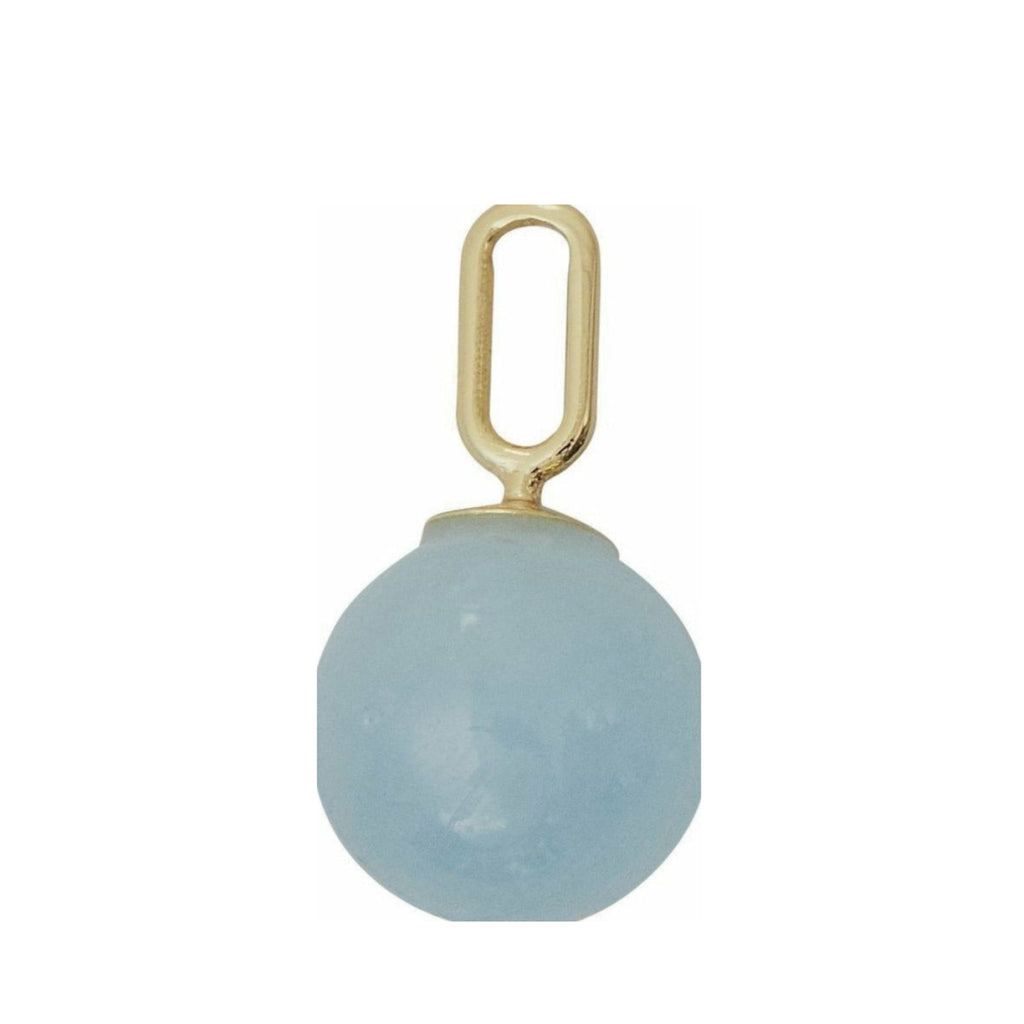 Design Letters Stone Drop Pendant 8mm 18k Gold Plated Silver, Aquamarine