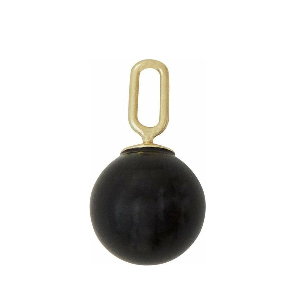 Design Letters Stone Drop Pendant 8mm 18k Gold Plated Silver, Black Agate