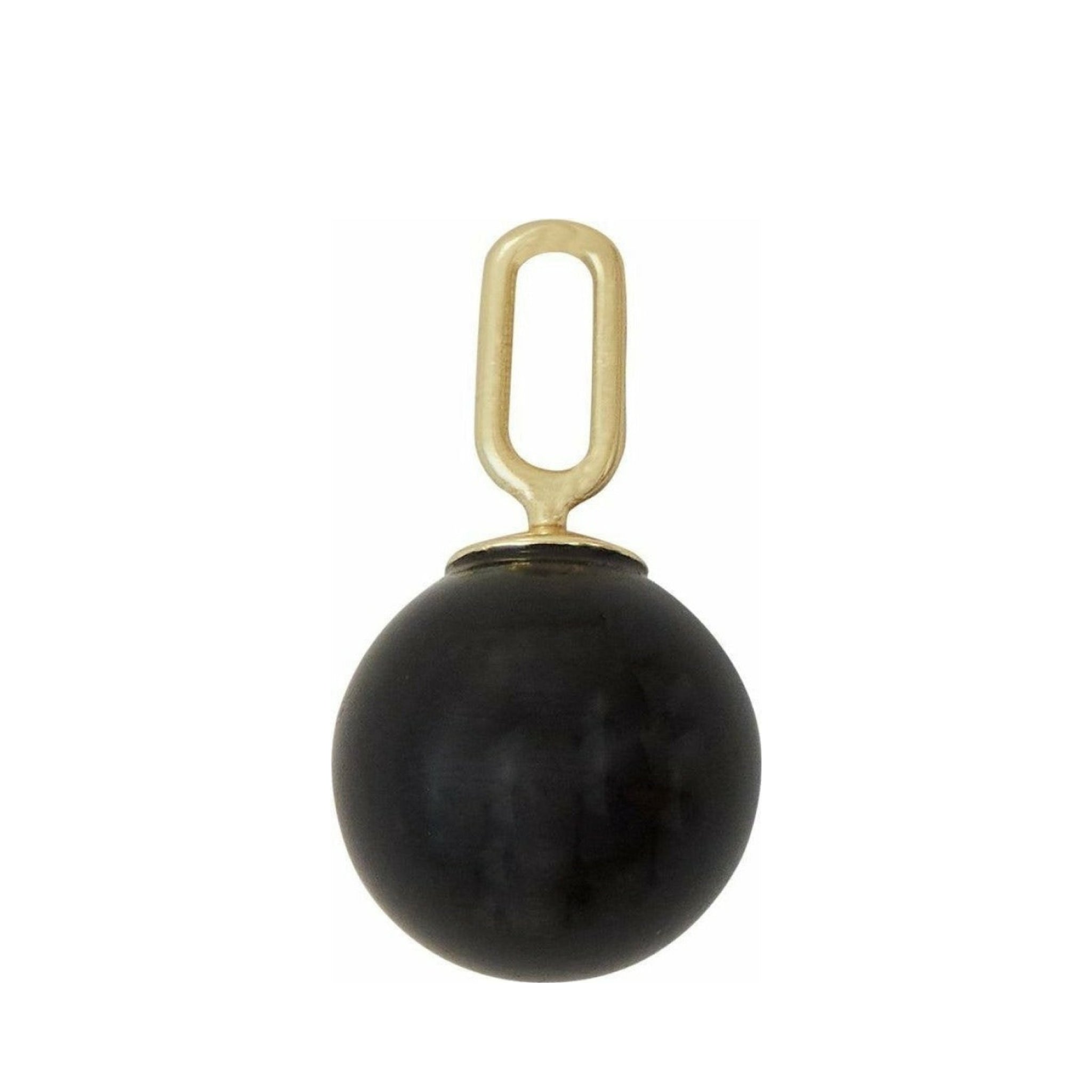 Design Letters Stone Drop Pendant 8mm 18k Gold Plated Silver, Black Agate