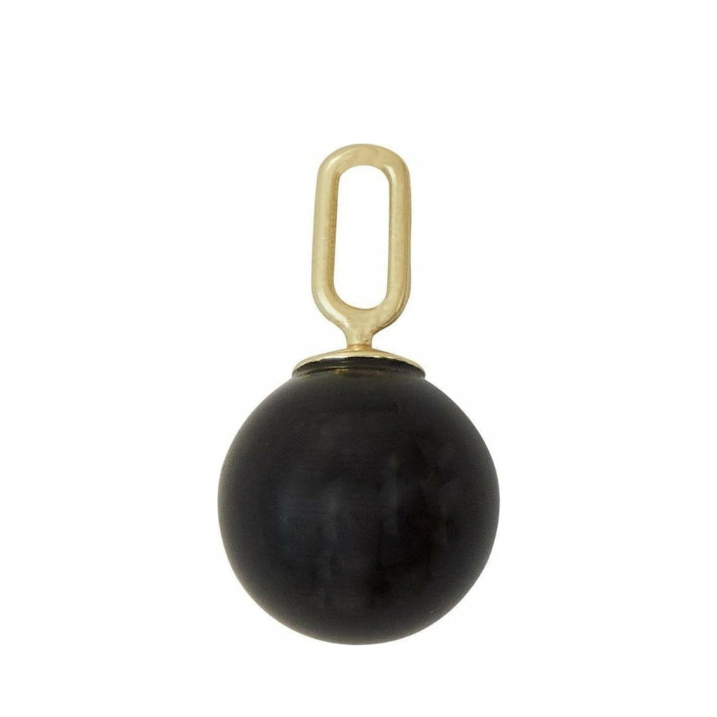 Design Letters Stone Drop Pendant 8mm 18k Gold Plated Silver, Black Agate