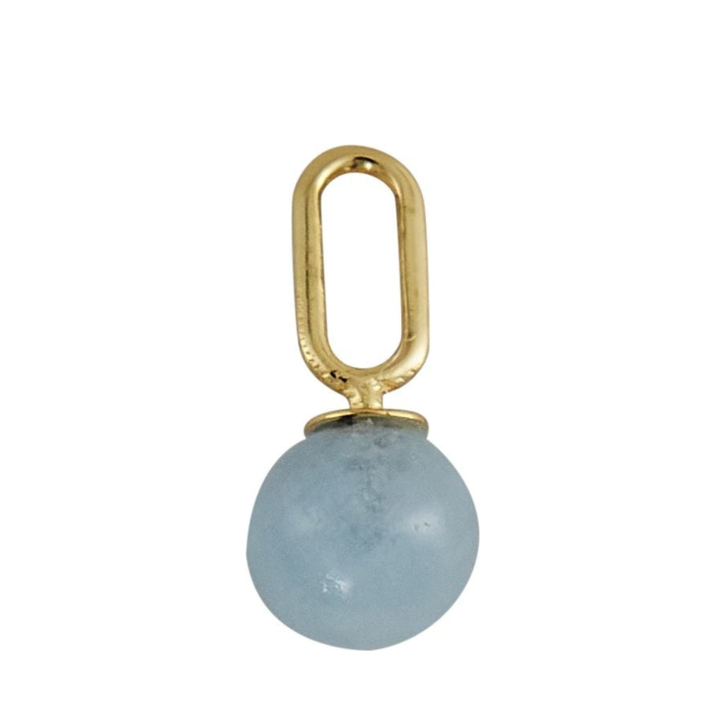 Design Letters Stone Drop Pendant 5 Mm 18k Gold Plated Silver, Aquamarine Blue