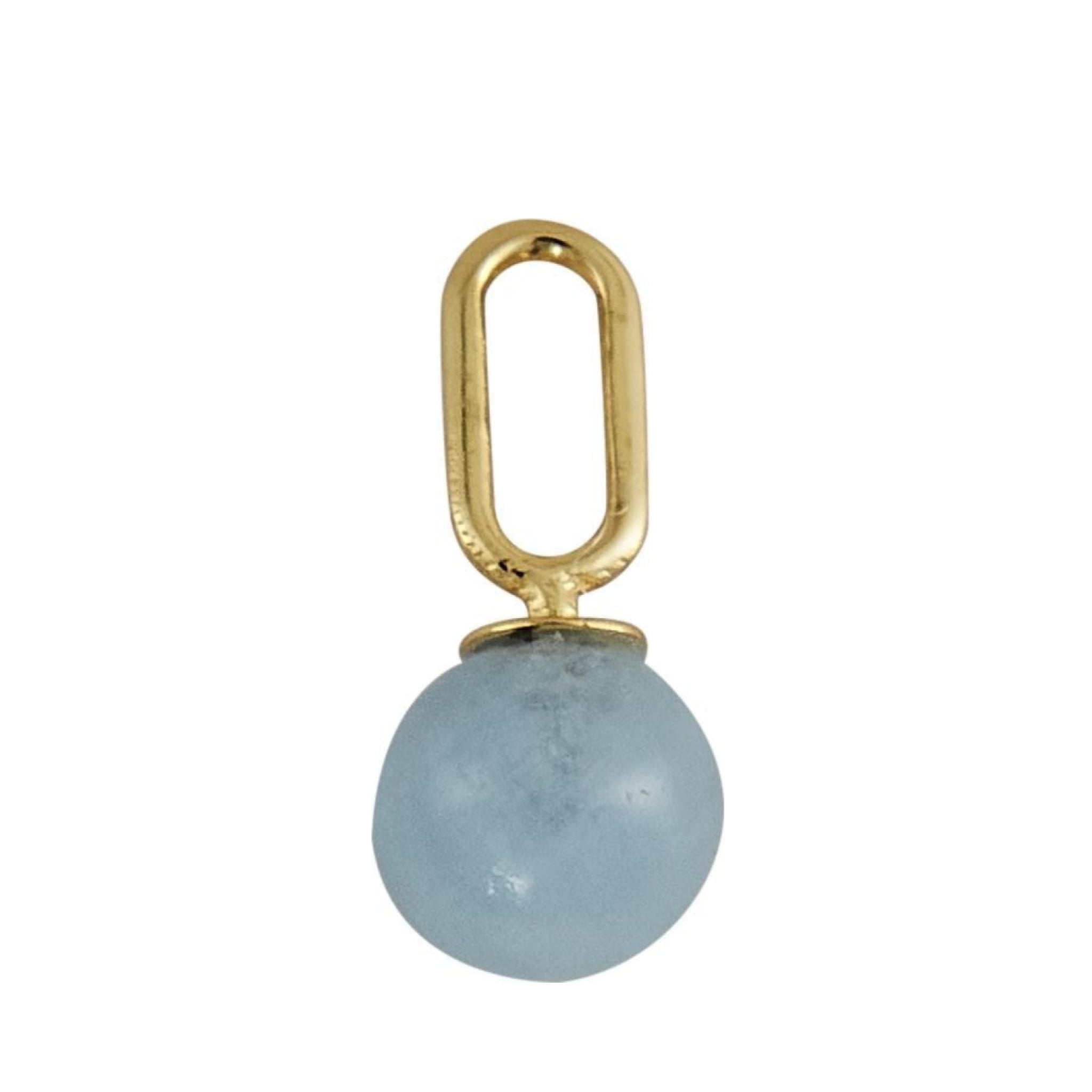 Design Letters Stone Drop Pendant 5 Mm 18k Gold Plated Silver, Aquamarine Blue