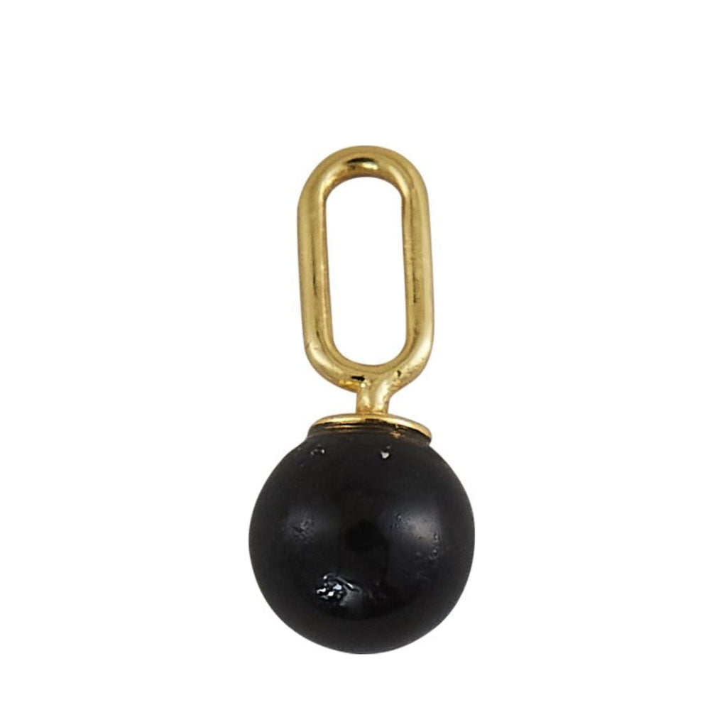 Design Letters Stone Drop Pendant 5mm 18k Gold Plated Silver, Black Agate