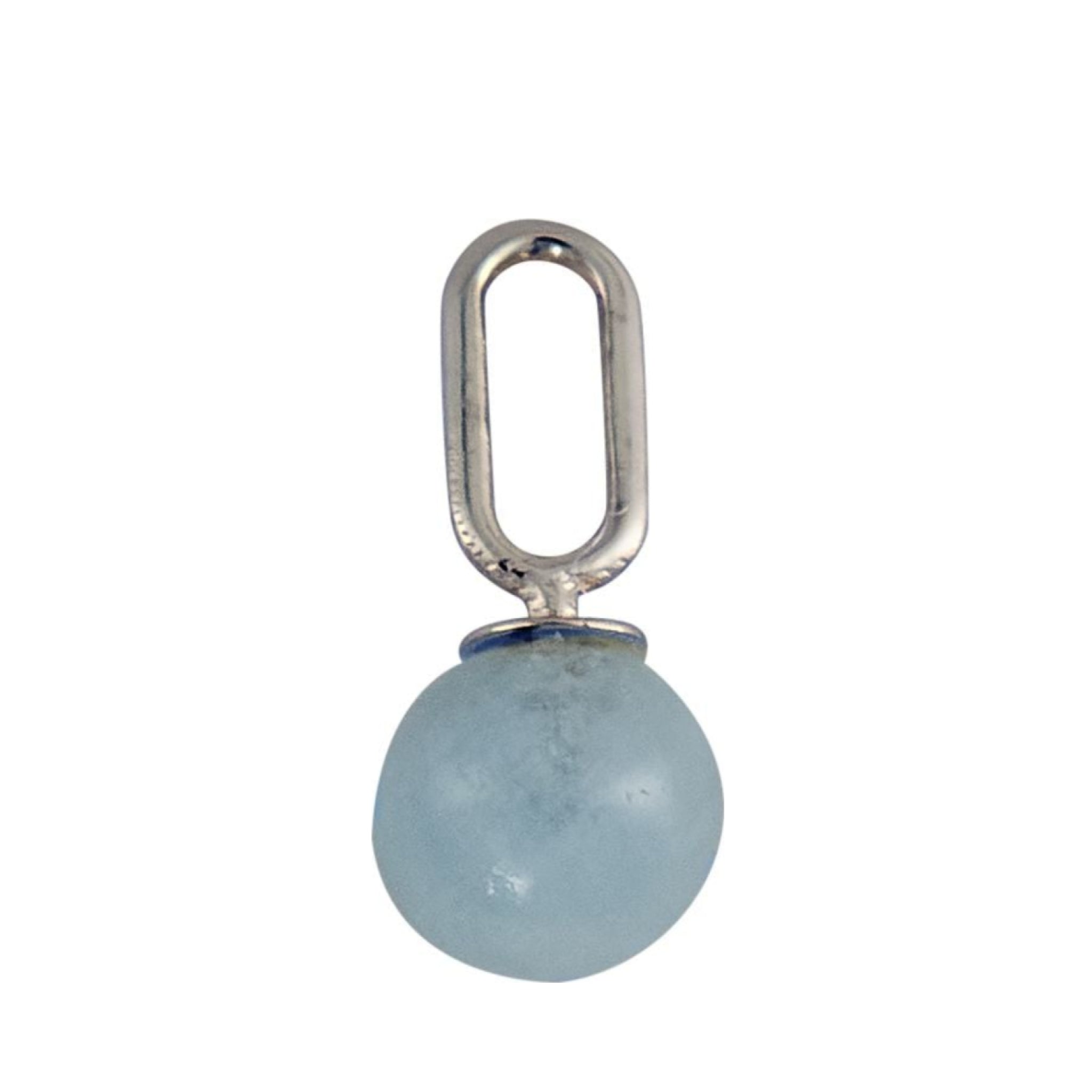 Design Letters Stone Drop Pendant 5 mm 925 Sterling Silver, Aquamarine Blue