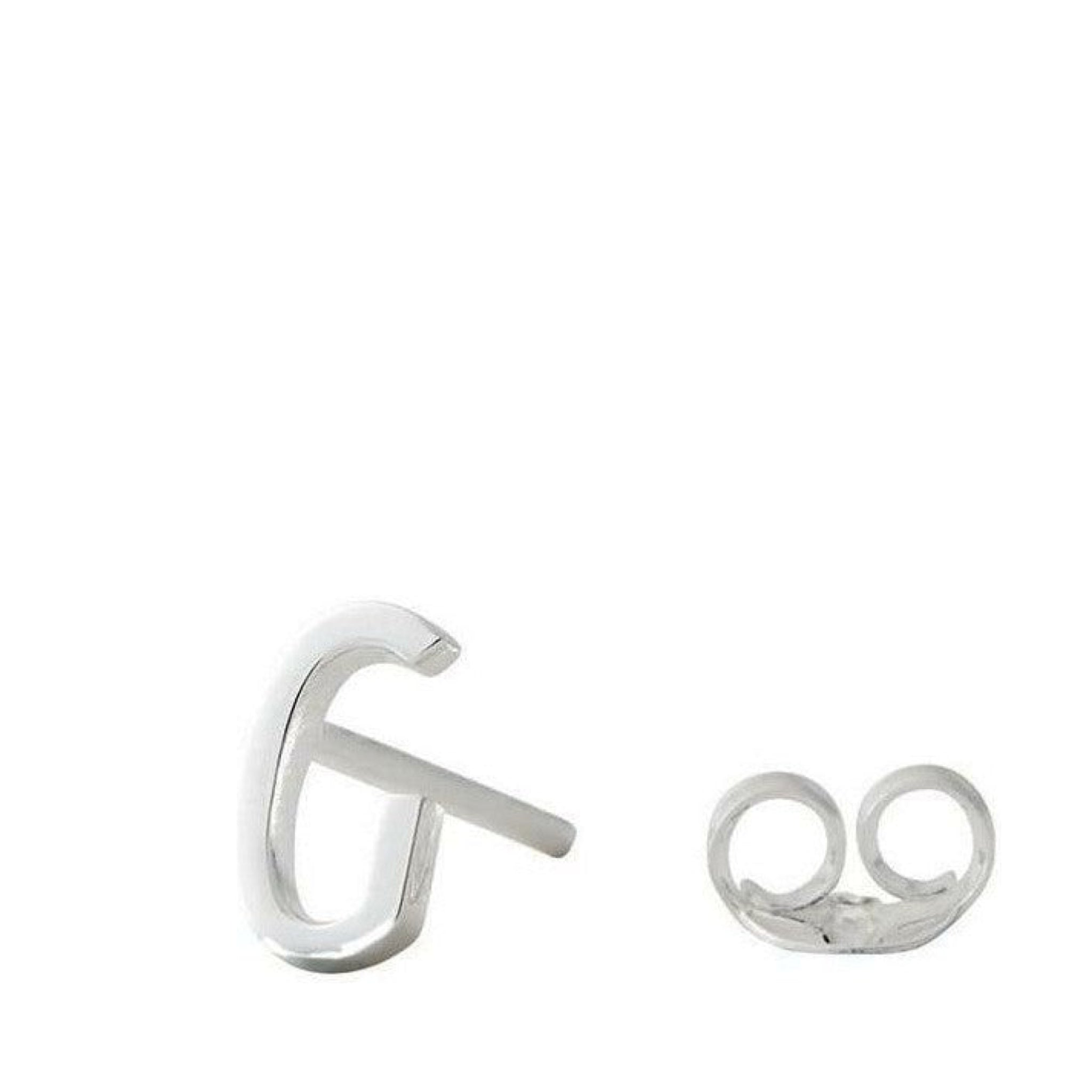 Design Letters Earring with Letter, Silver, G
