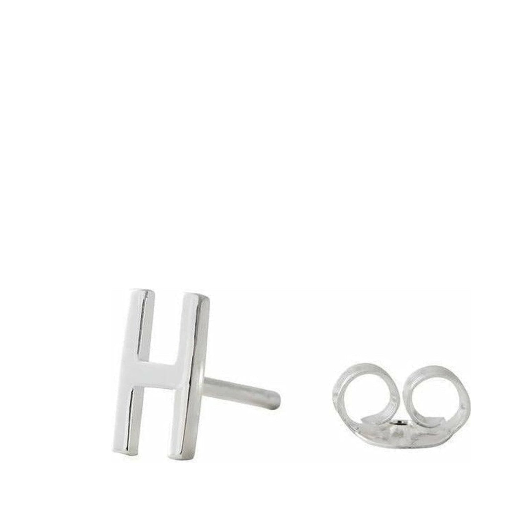 Design Letters Earring with Letter, Silver, H