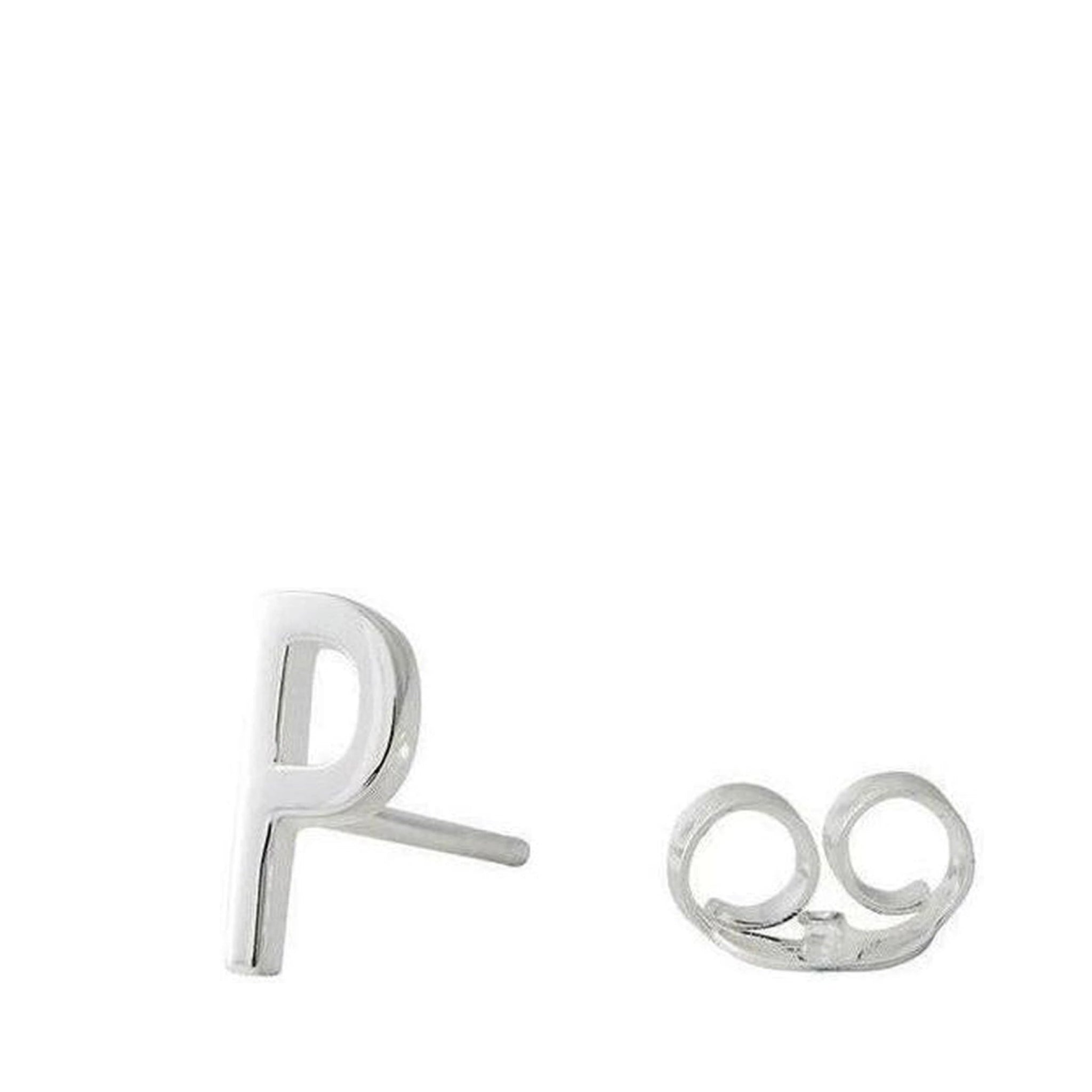 Design Letters Earring with Letter, Silver, P