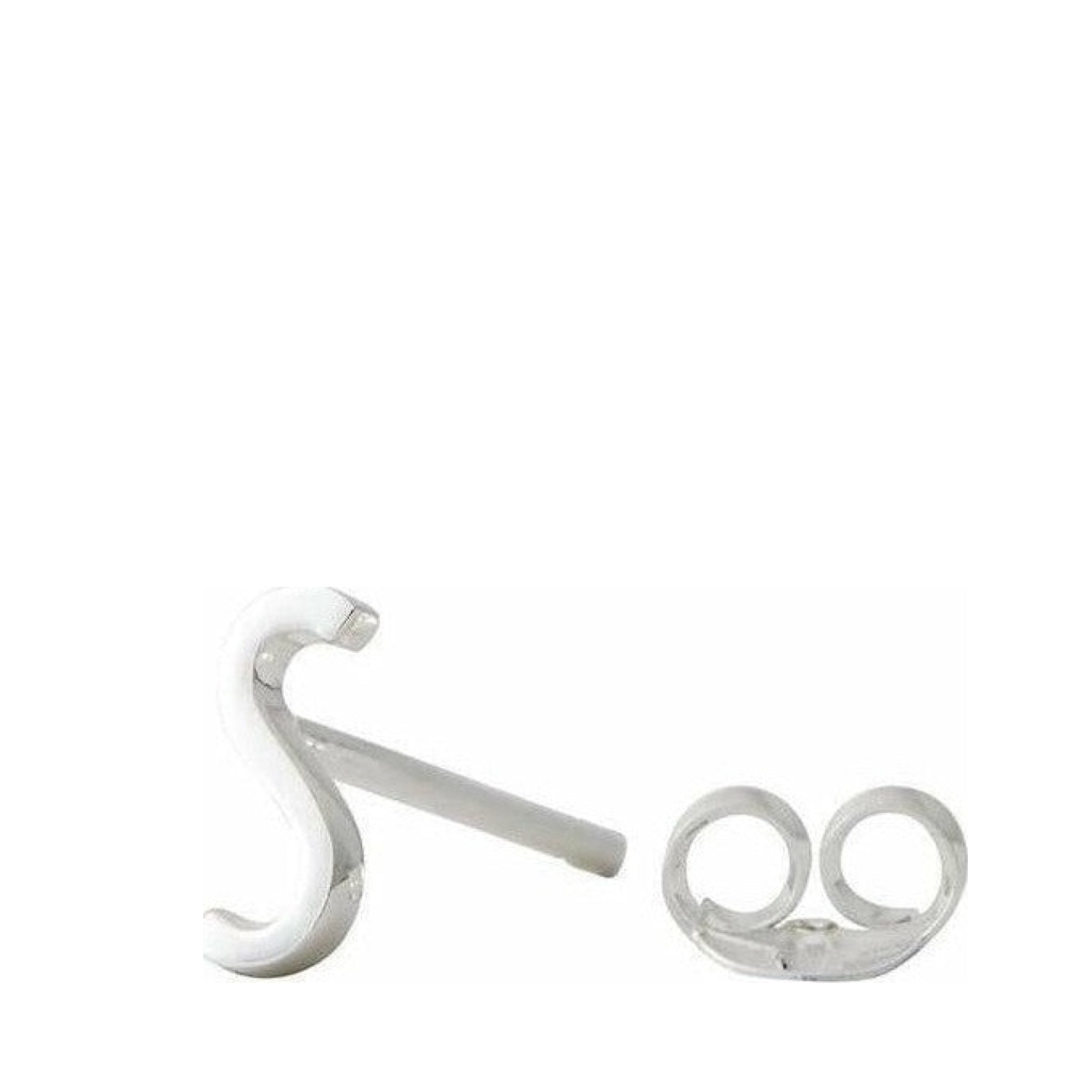 Design Letters Earring with Letter, Silver, S