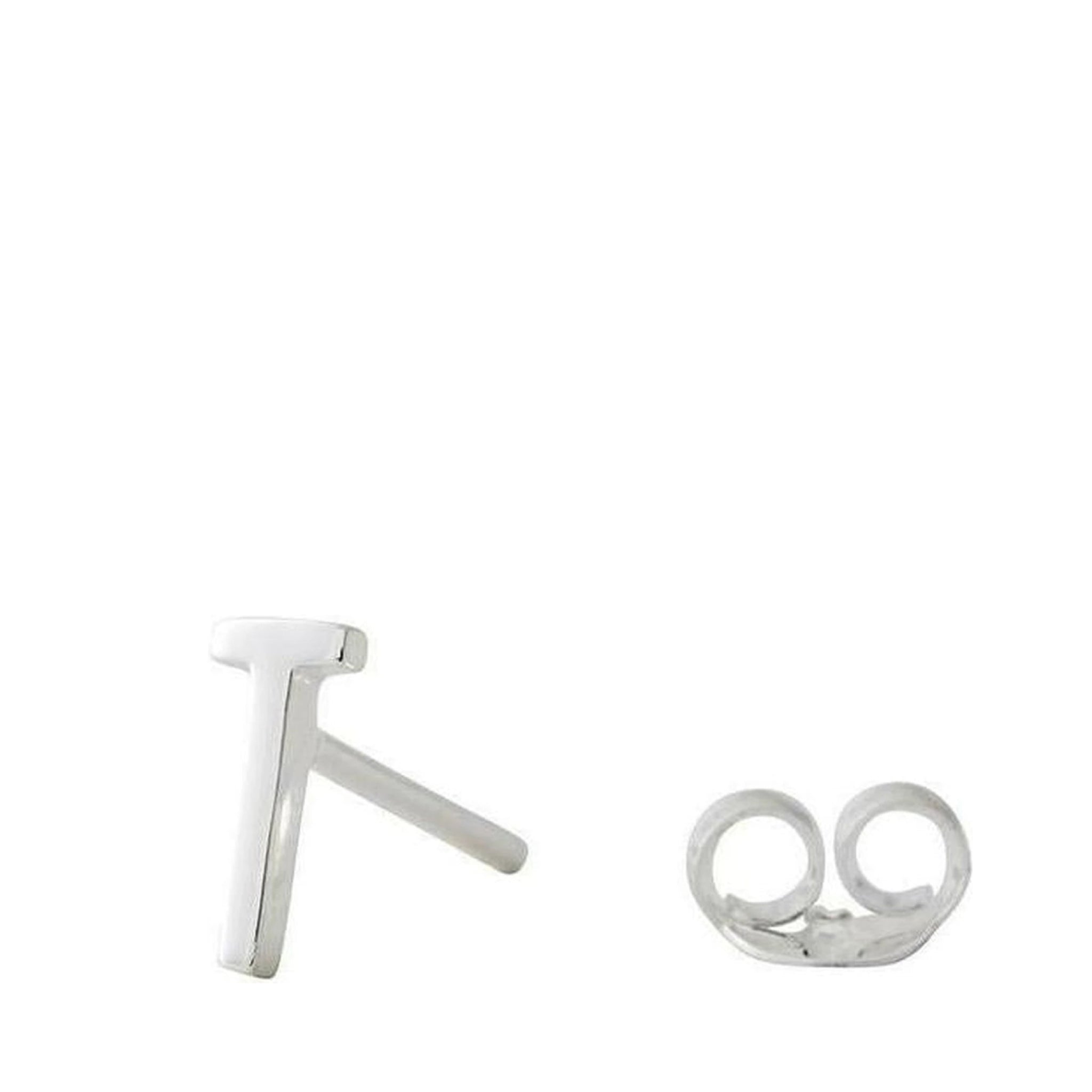Design Letters Earring with Letter, Silver, T