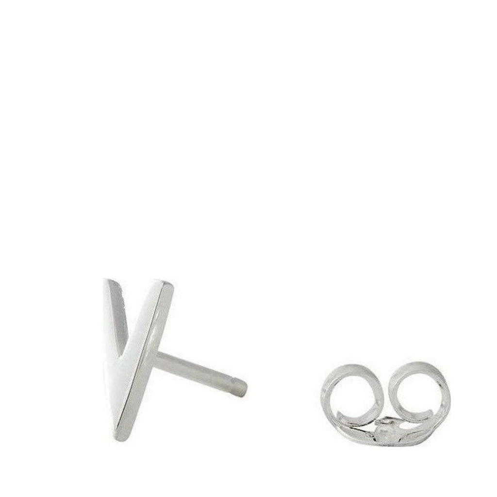 Design Letters Earring with Letter, Silver, V