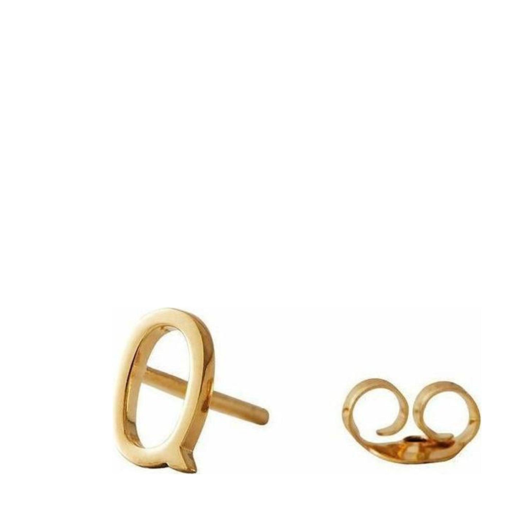Design Letters Earring with Letter, Gold, Q