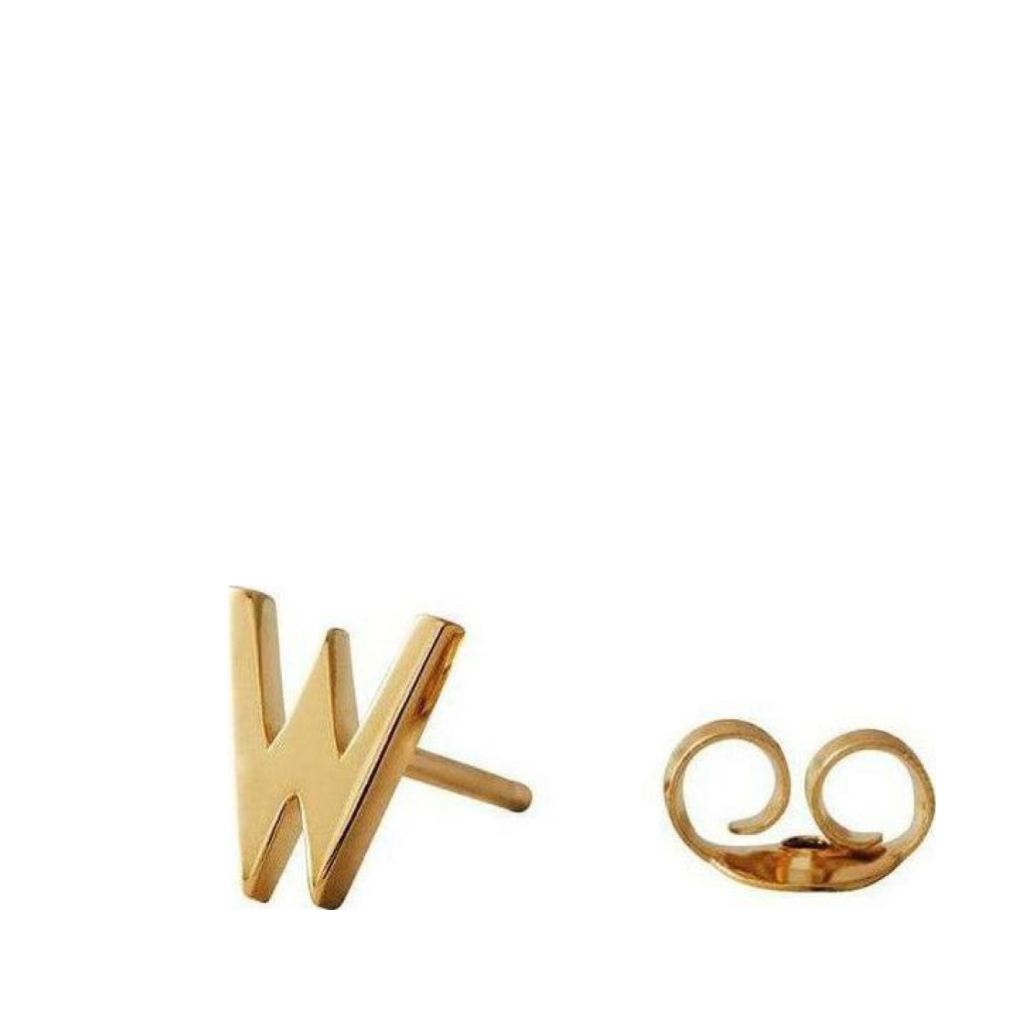 Design Letters Earring with Letter, Gold, W