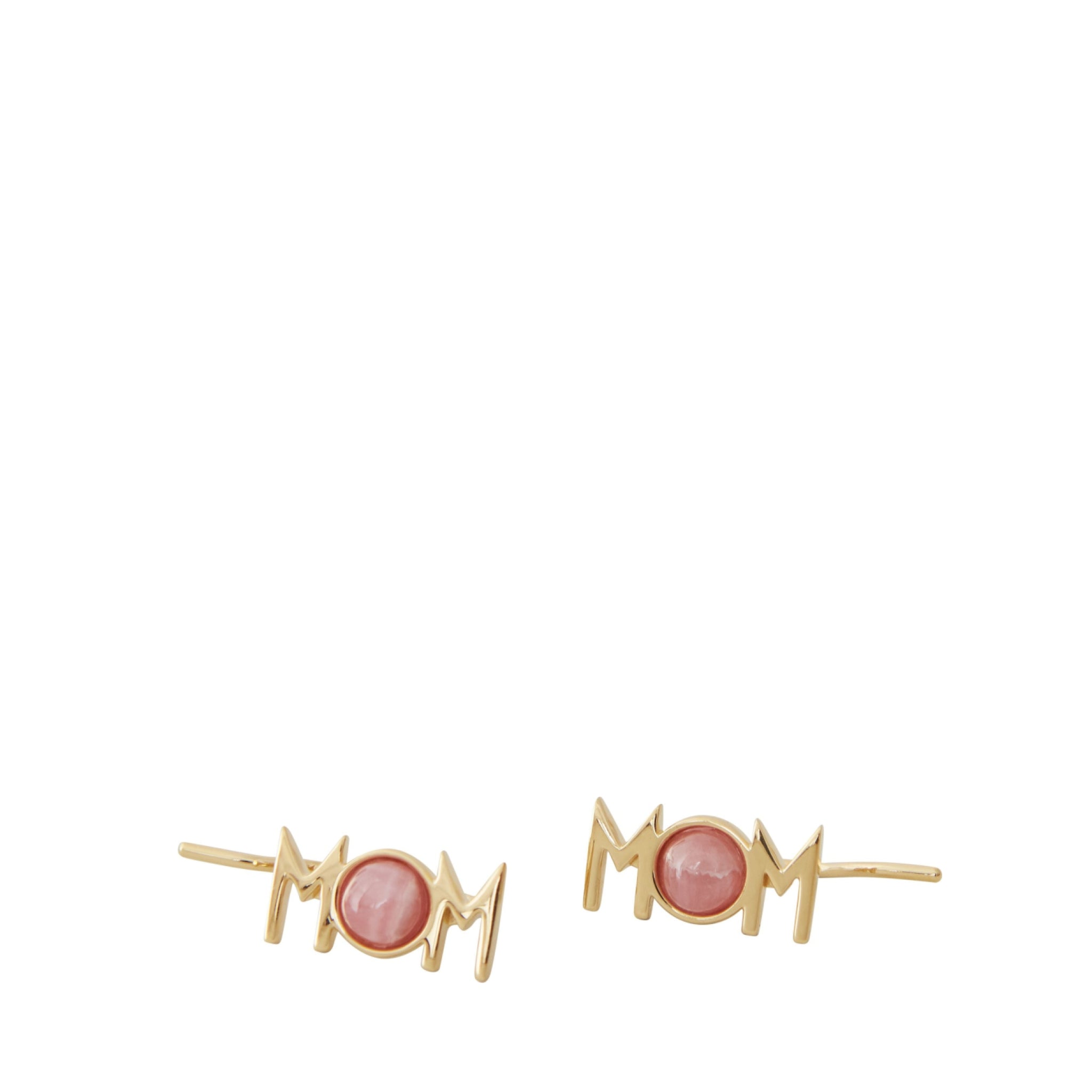 Design Letters Great Mom Earrings Set of 2 18k Gold Plated, Red Chrosite