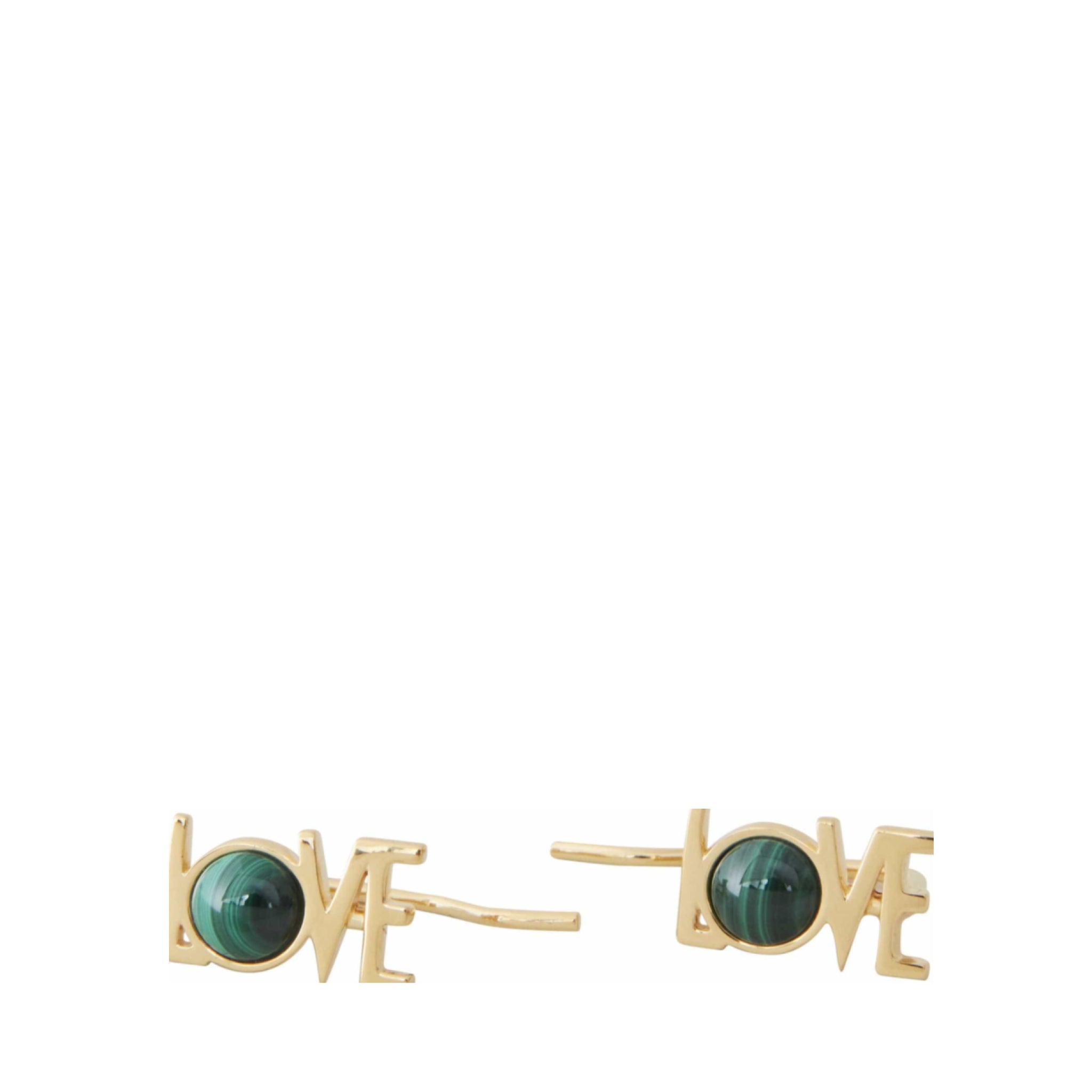 Design Letters Great Love Earrings Set of 2 18k Gold Plated, Malachite