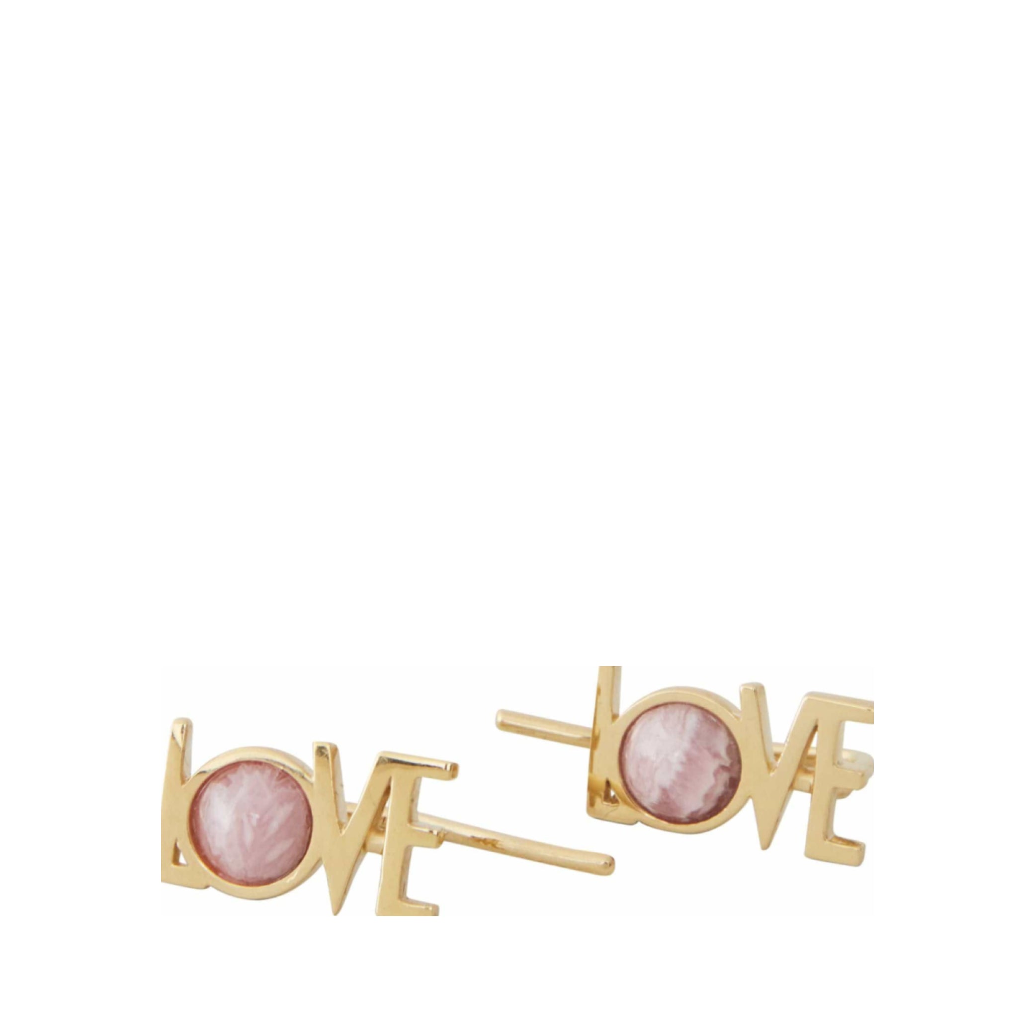 Design Letters Great Love Earrings Set of 2 18k Gold Plated, Red Chrosite