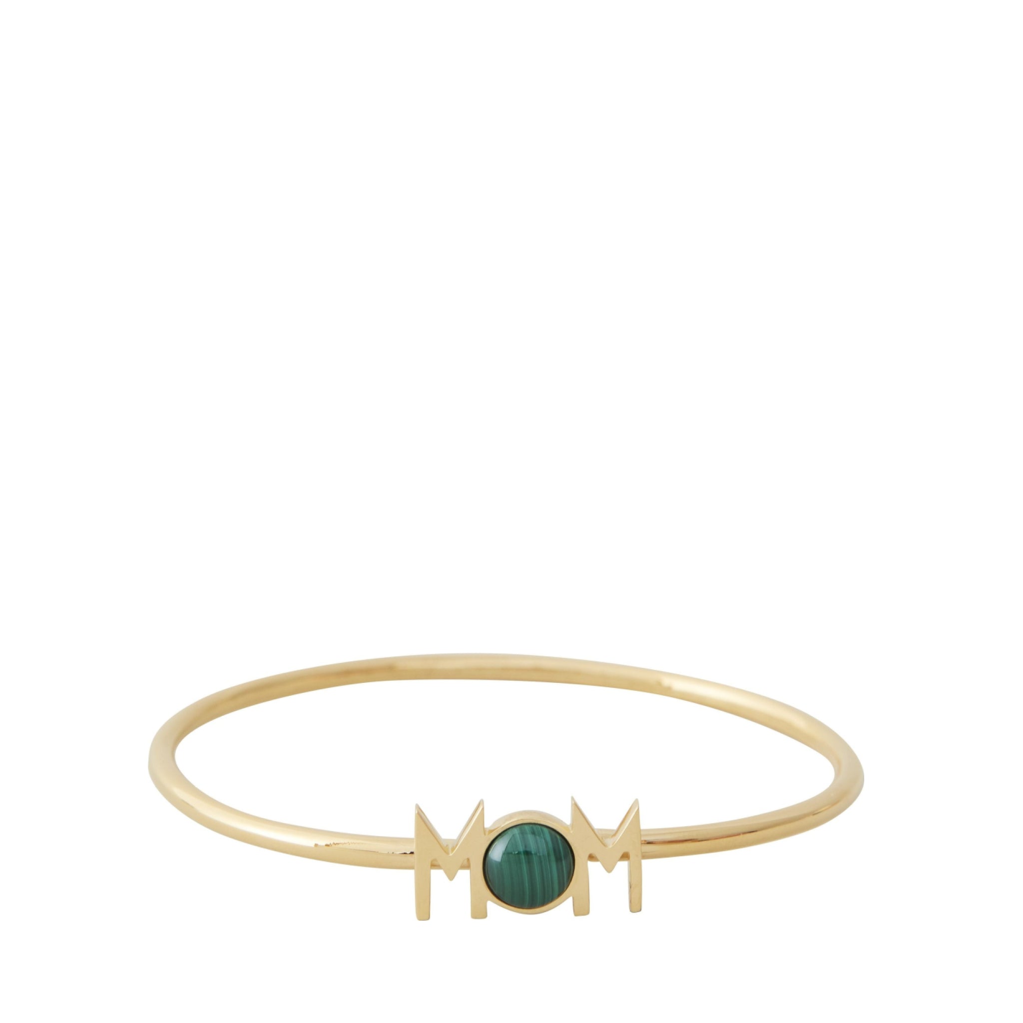 Design Letters Great Mom Bangle 18k Gold Plated, Malachite Green