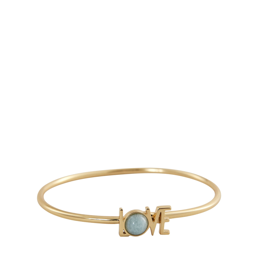 Design Letters Great Love Bangle 18k Gold Plated, Aquamarine Blue