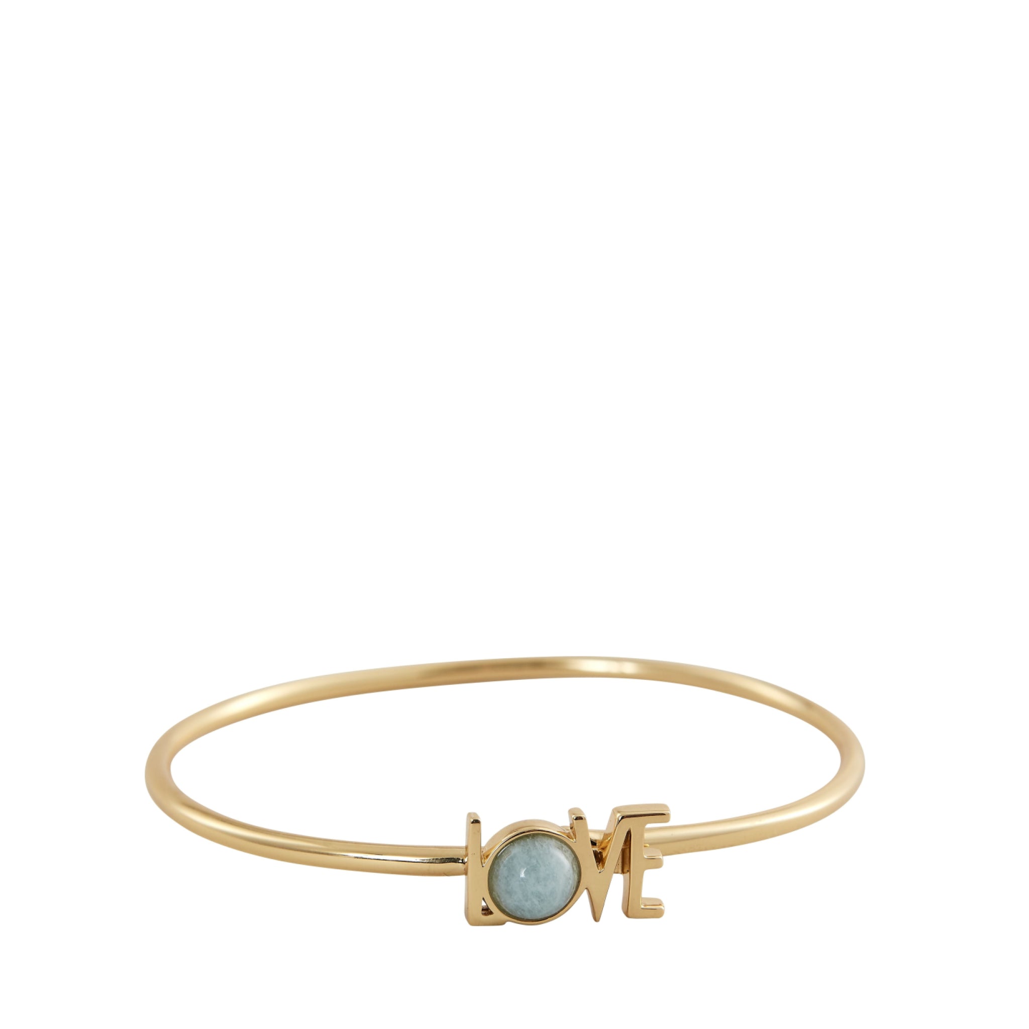 Design Letters Great Love Bangle 18k Gold Plated, Aquamarine Blue