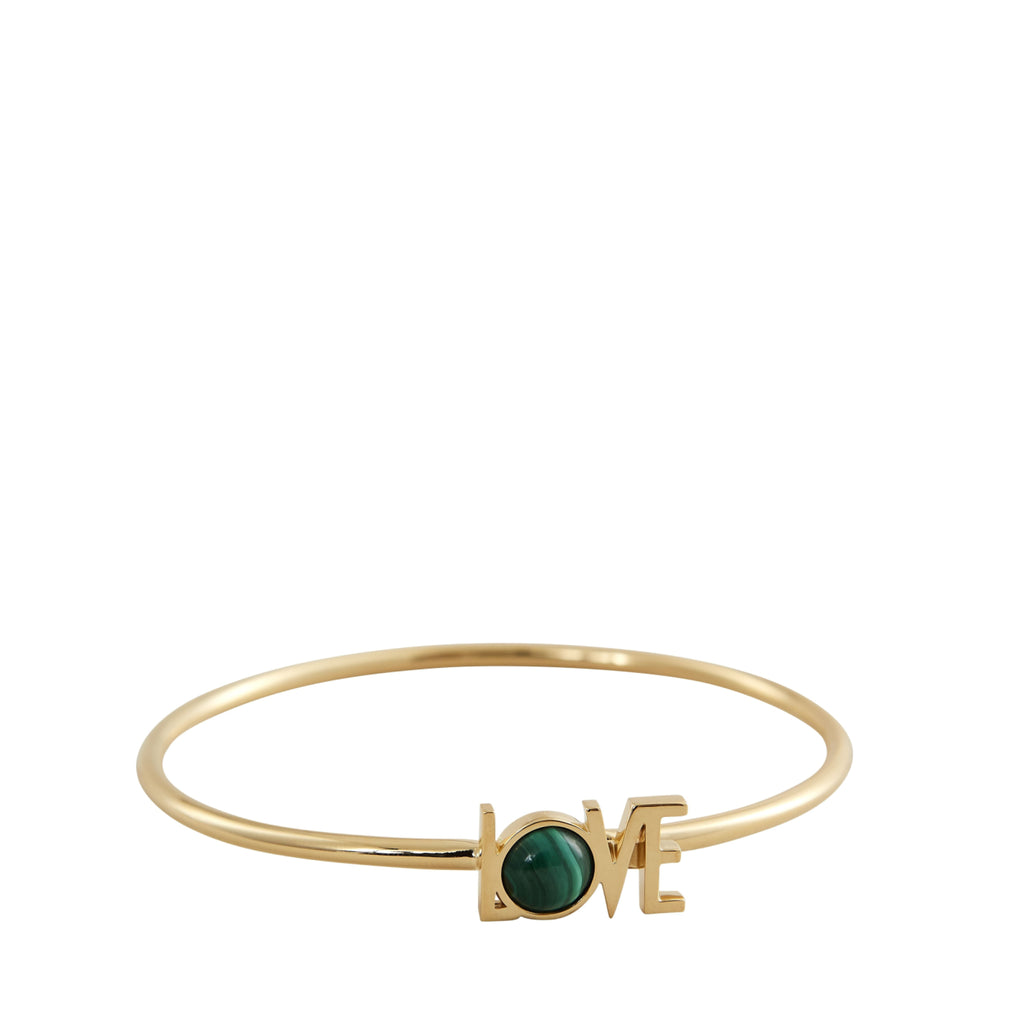 Design Letters Great Love Bangle 18k Gold Plated, Malachite Green