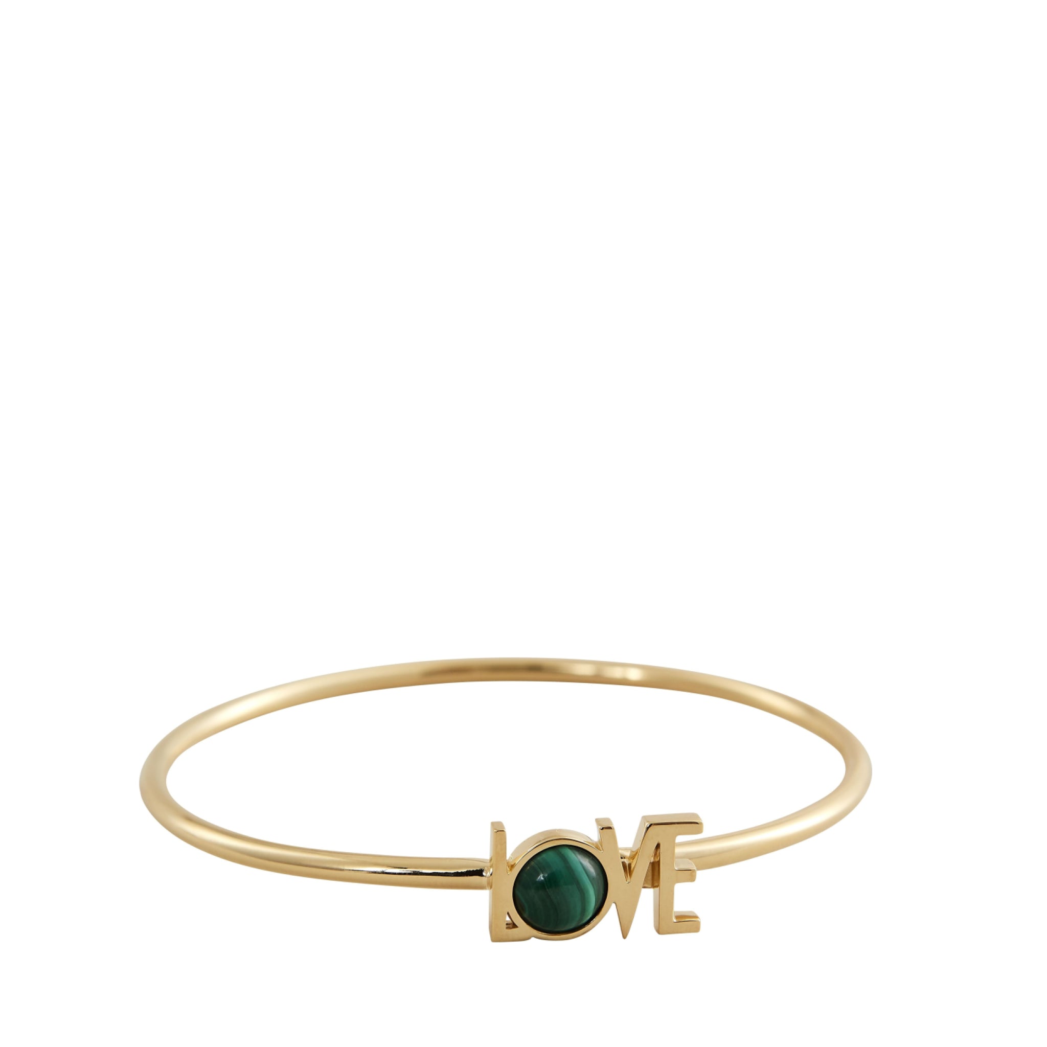 Design Letters Great Love Bangle 18k Gold Plated, Malachite Green