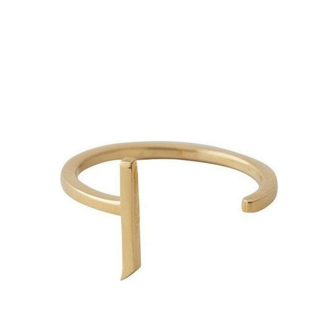 Design Letters Letter Ring A-Z, 18k Gold Plated, J