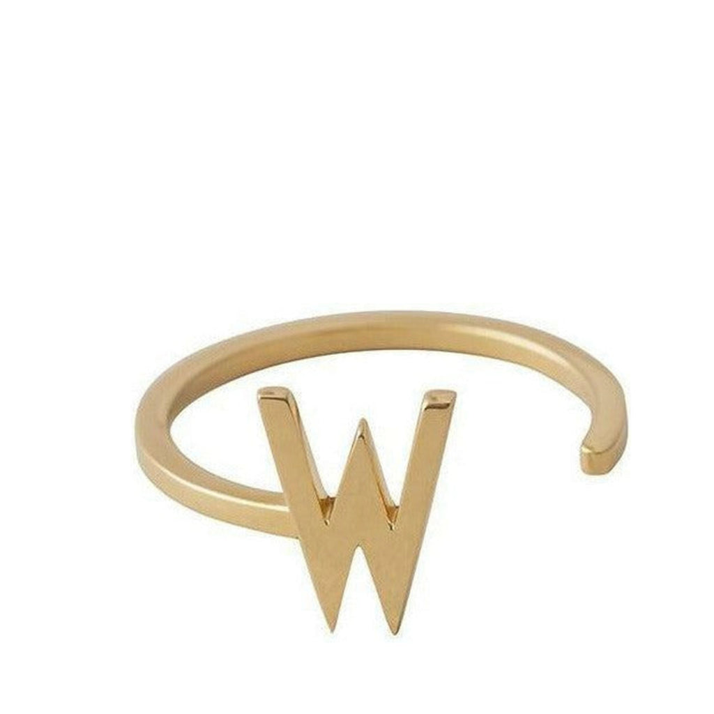 Design Letters Letter Ring A-Z, 18k Gold Plated, W
