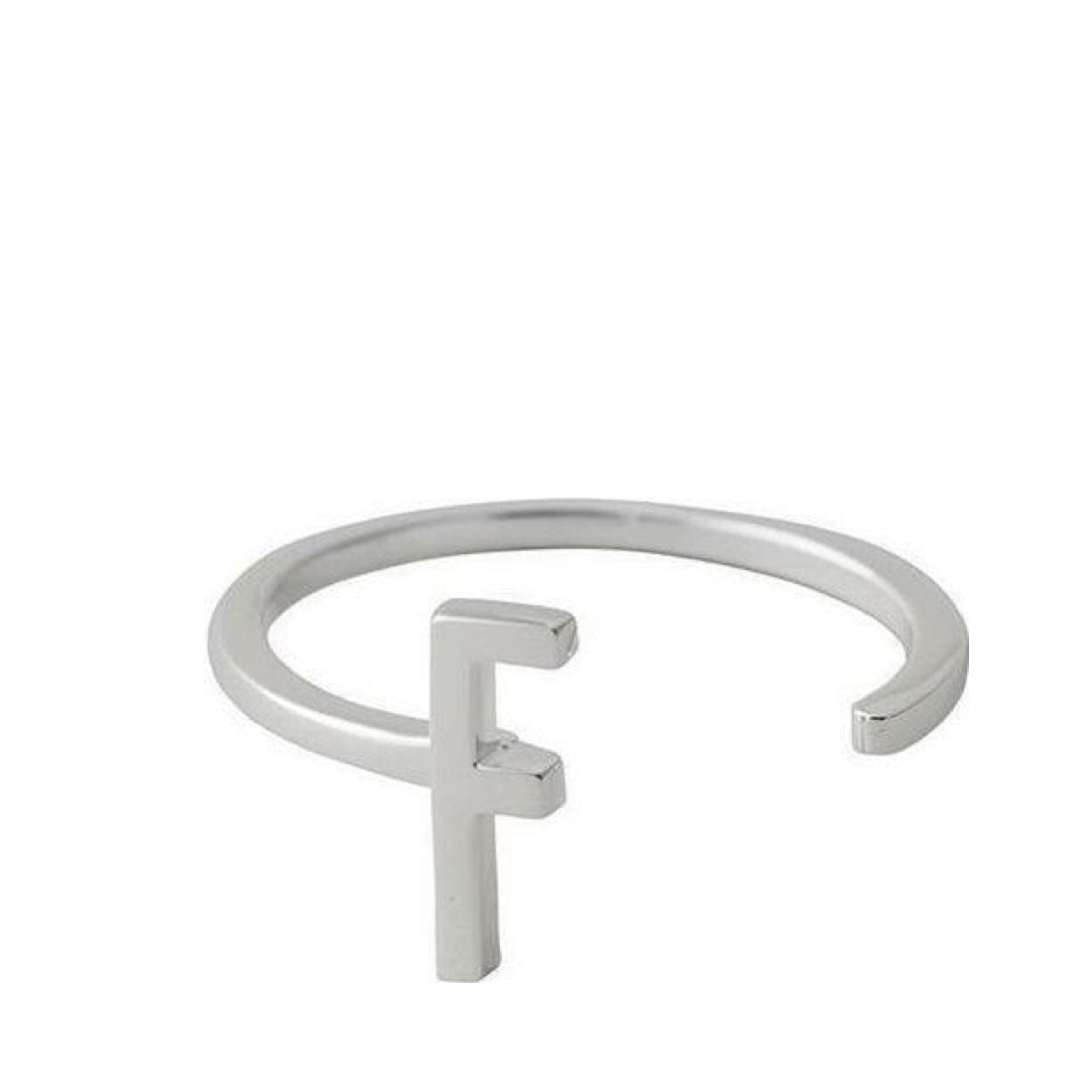 Design Letters Letter Ring A-Z, 925 Sterling Silver, F