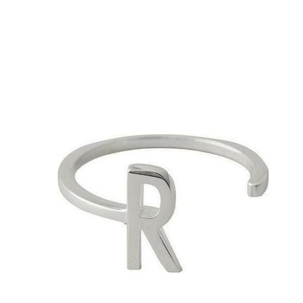 Design Letters Letter Ring A-Z, 925 Sterling Silver, R