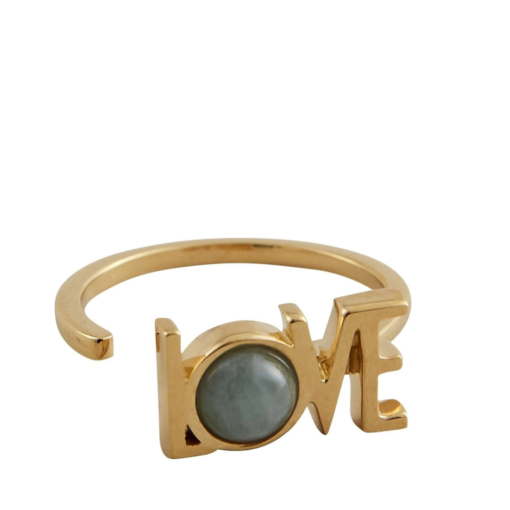Design Letters Great Love Ring 18k Gold Plated, Aquamarine Blue