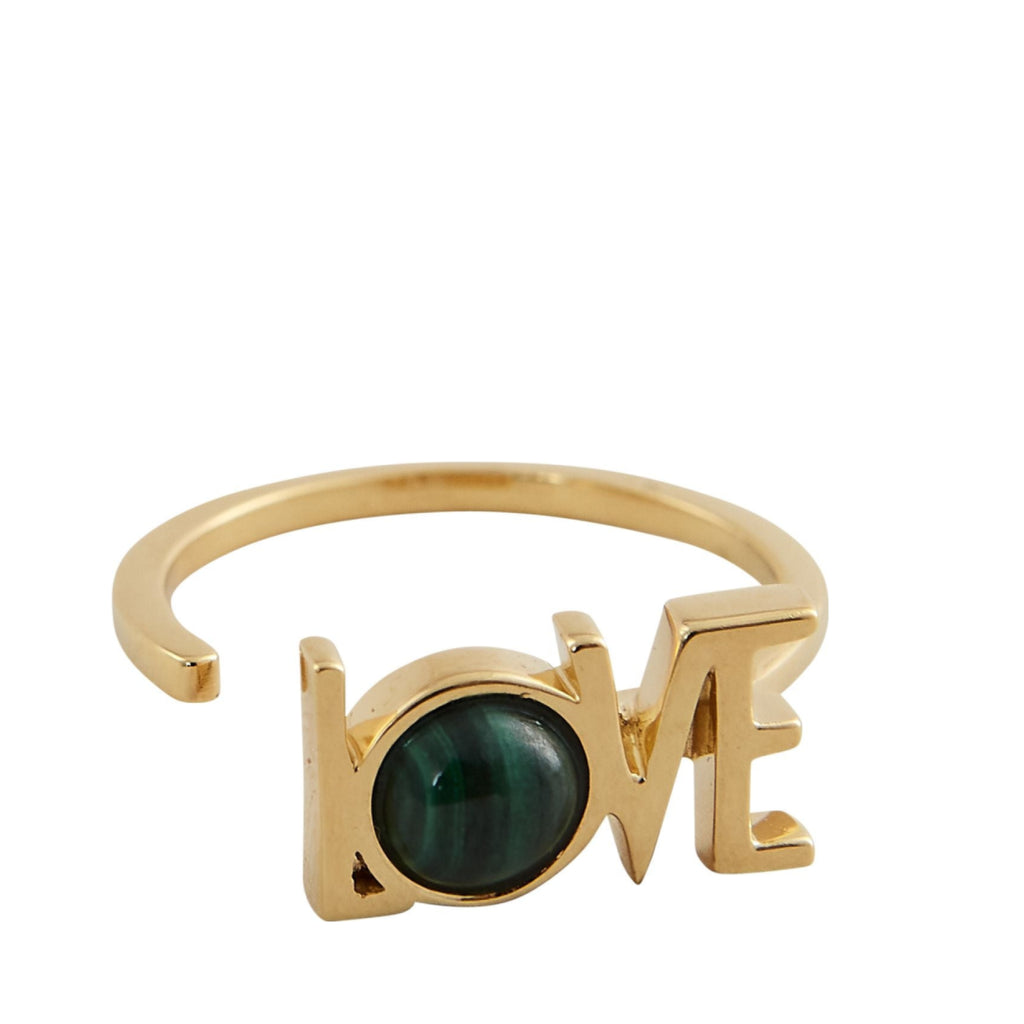 Design Letters Great Love Ring 18k Gold Plated, Malachite Green