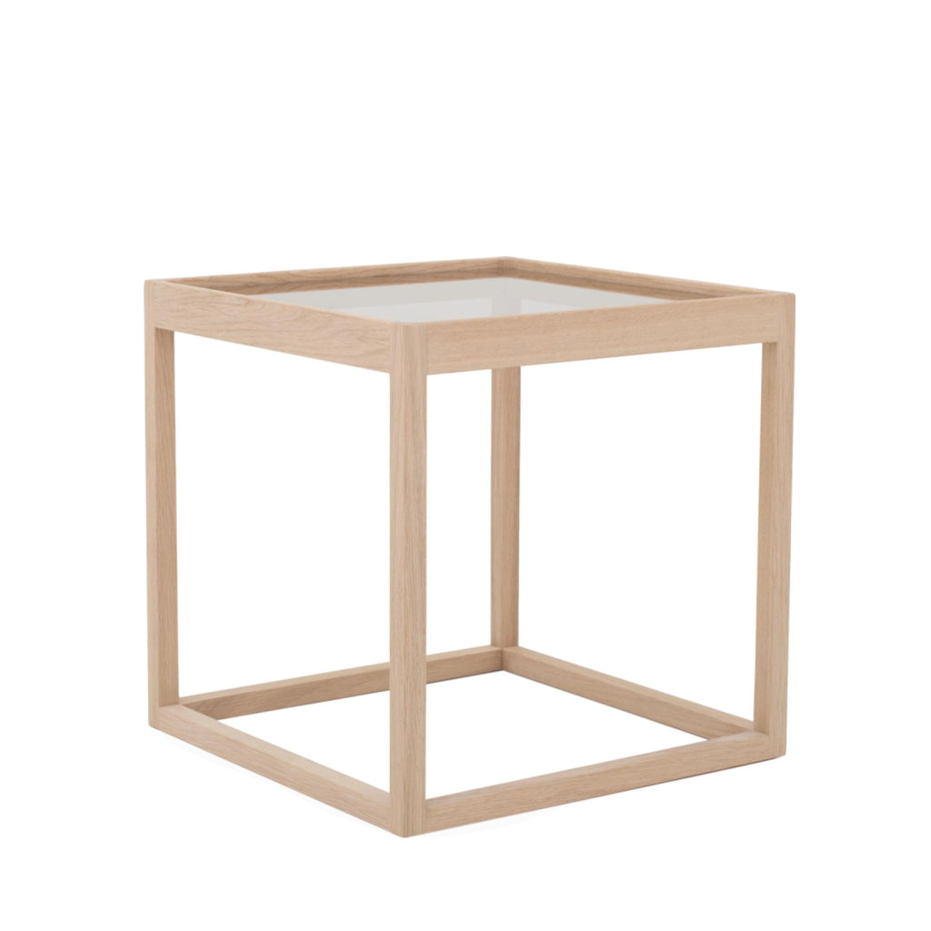 Klassik Studio KØ Cube Side Table Oak soap, smoked glass
