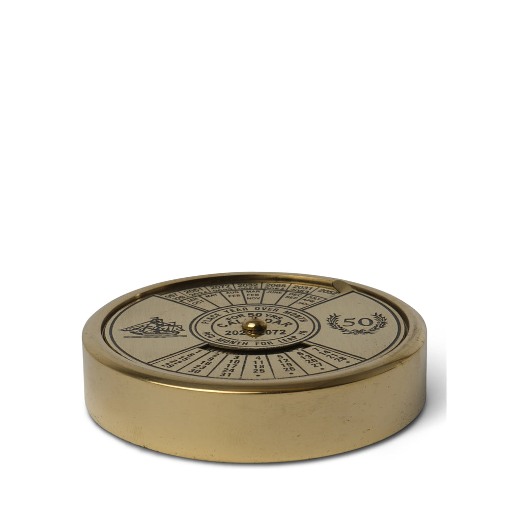 Authentic Models 50-year Pocket Calendar, Polished Brass